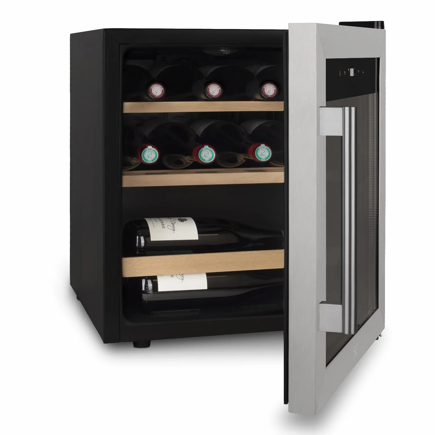 Les Petits Champs Vinoteca 15 botellas CAVC15 46L, Puerta acero inoxidable, Anti-UV, Sistema termodinámico, Regulable de 4°C a 18°C, Silenciosa, Iluminación LED, 2 estantes