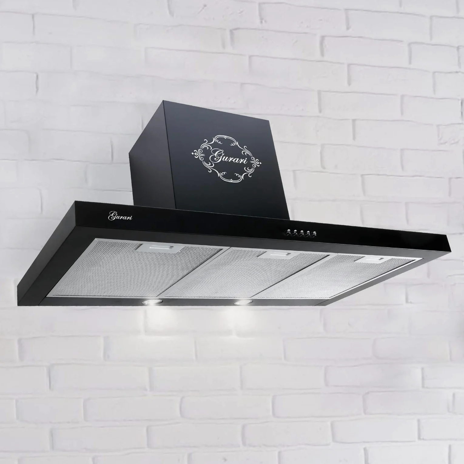 Gurari 461 BL - Campana extractora de pared (70 cm, 1000 m3/h), color negro