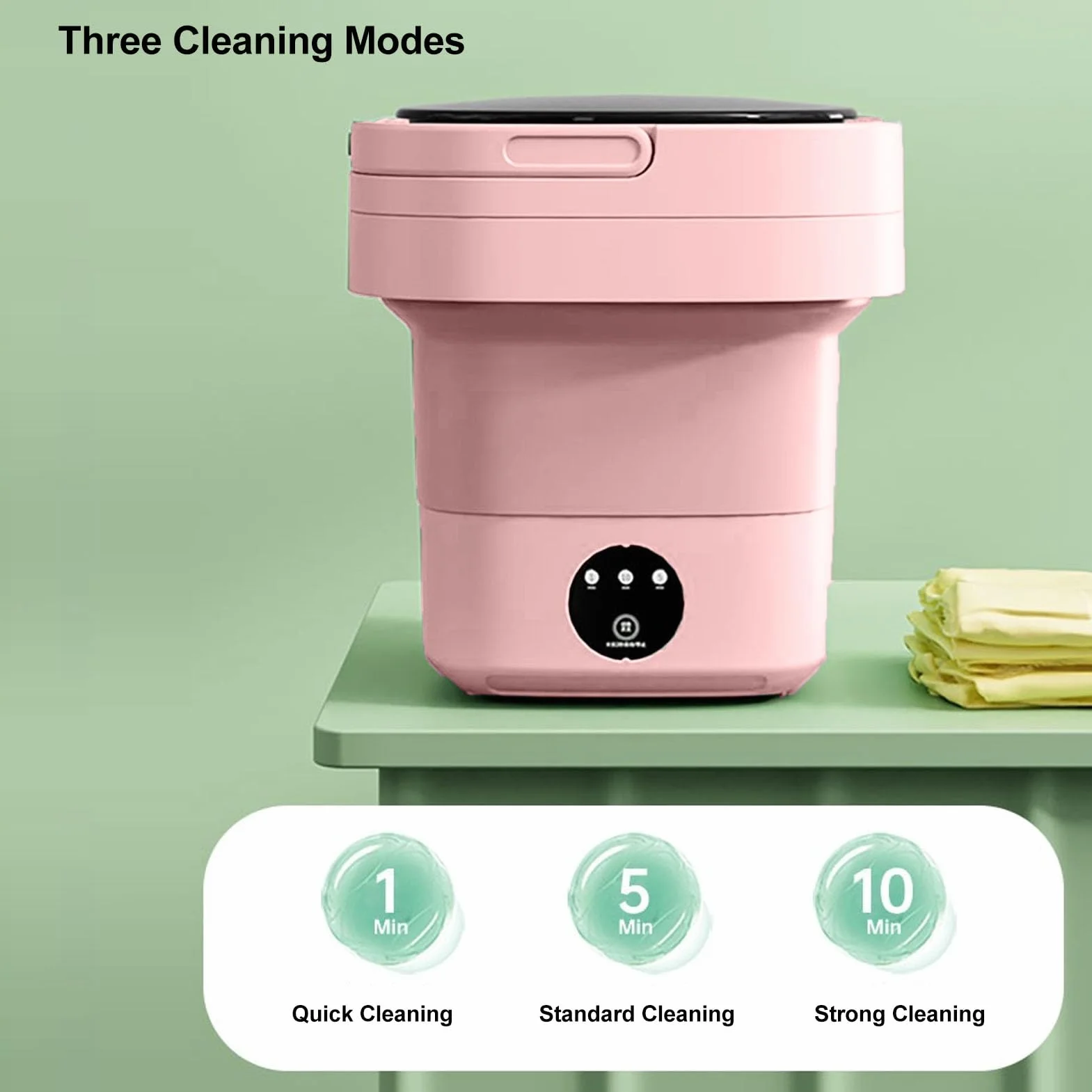Mini lavadora portátil de 6,5 l, portátil, plegable, portátil, con secadora centrifugadora, suave y cubo para el hogar, dormitorio - enchufe europeo adaptado (rosa)