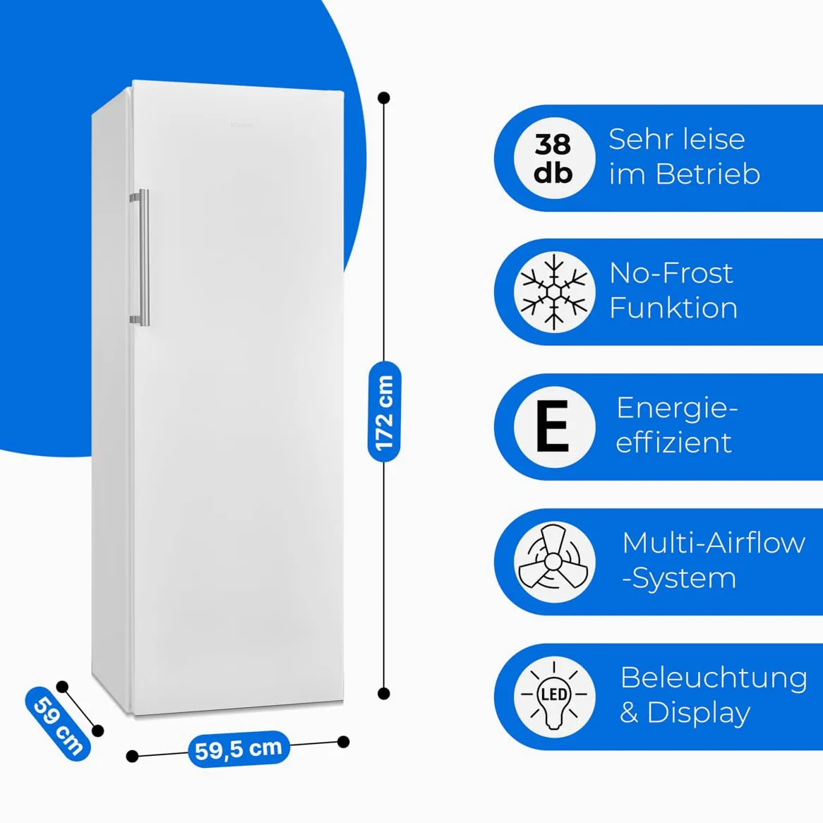 Bomann® VS 7345 Fridge without Freezer Compartment 322 L / 172 cm/Fridge with Quick Cooling Function and MultiAirflow System for Even Cooling, Drinks Fridge 5 Shelves, Door Hinge Changeable