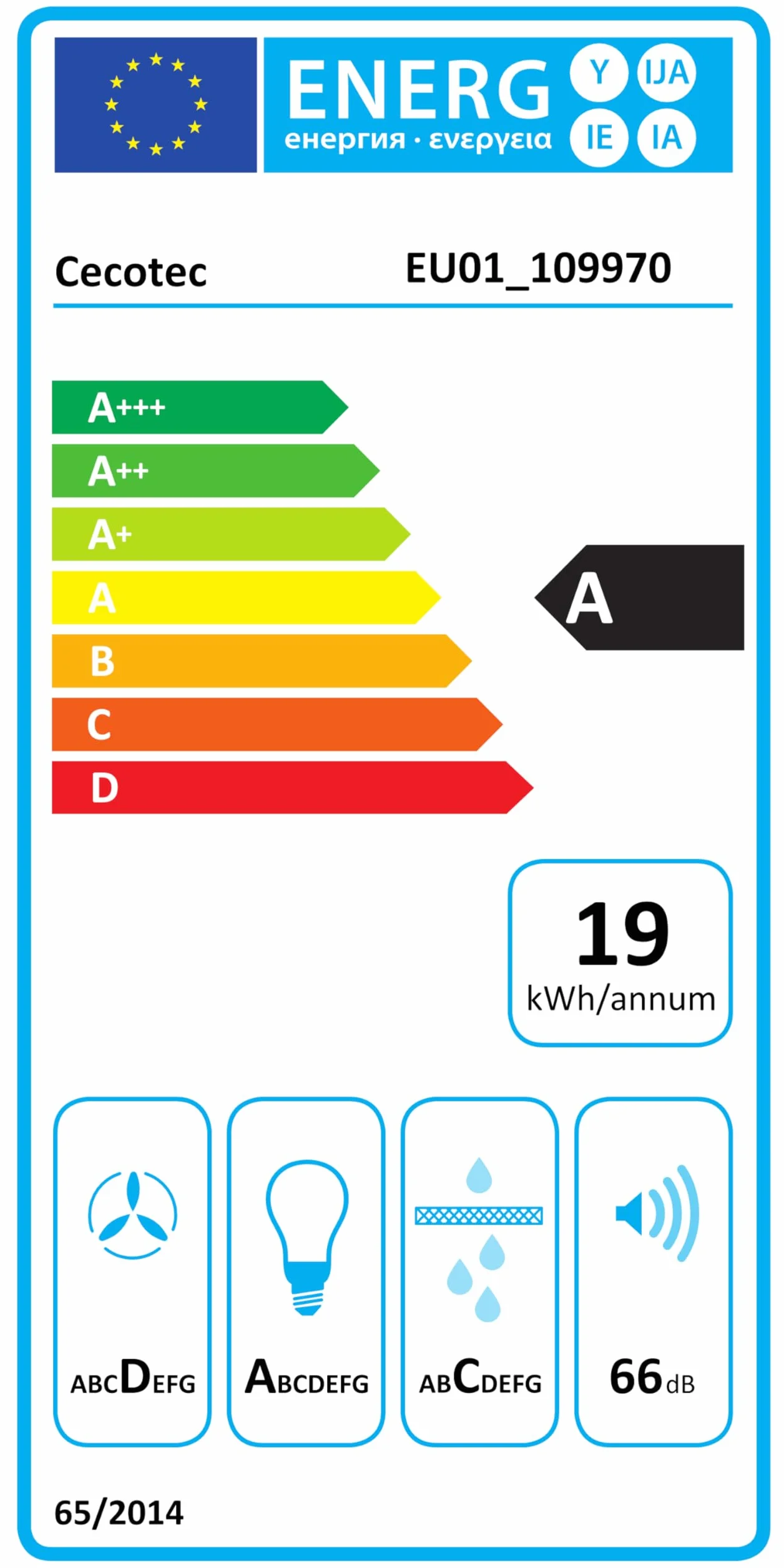 Cecotec Campana Extractora 60 cm Bolero Flux CM 602100 Blanco 228 m³/h 3 Velocidades Filtro Aluminio Clase A Motor BLDC Luz LED