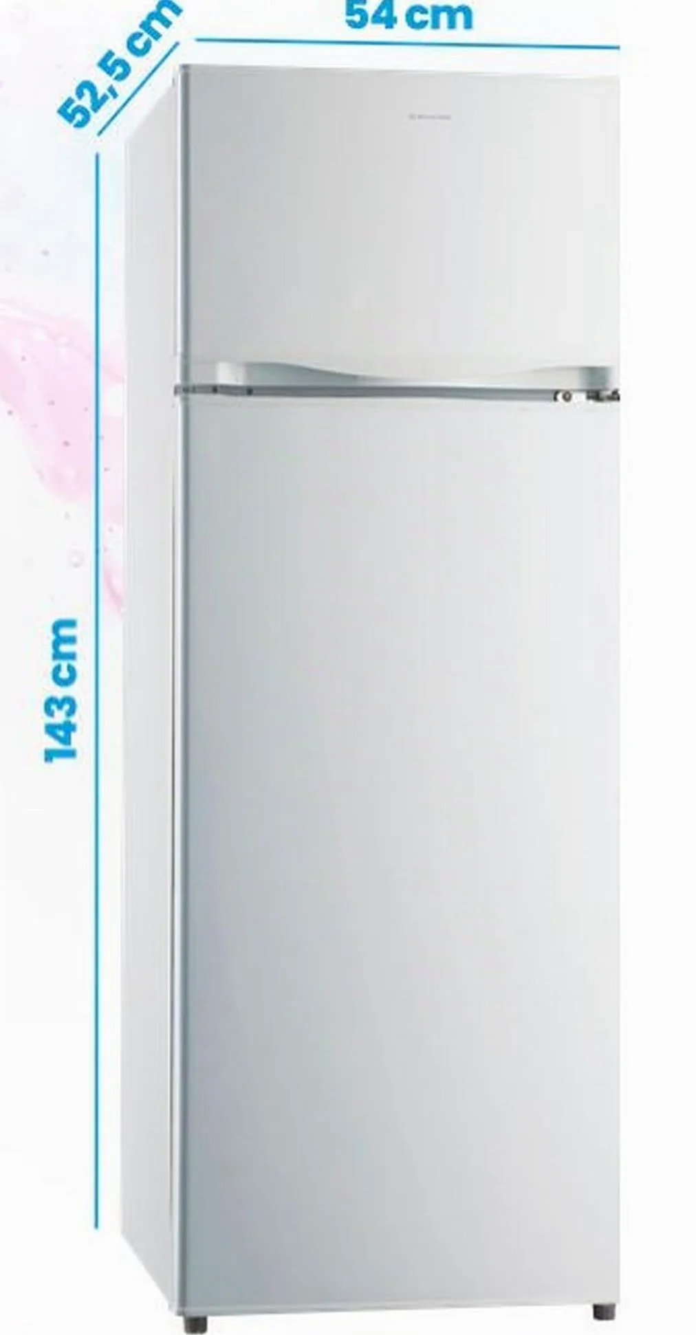 MILECTRIC Frigorifico Dos Puertas RFD-216D14BEA, 143 cm, 204 Litros, E, Ciclico, Puerta Reversible, Blanco