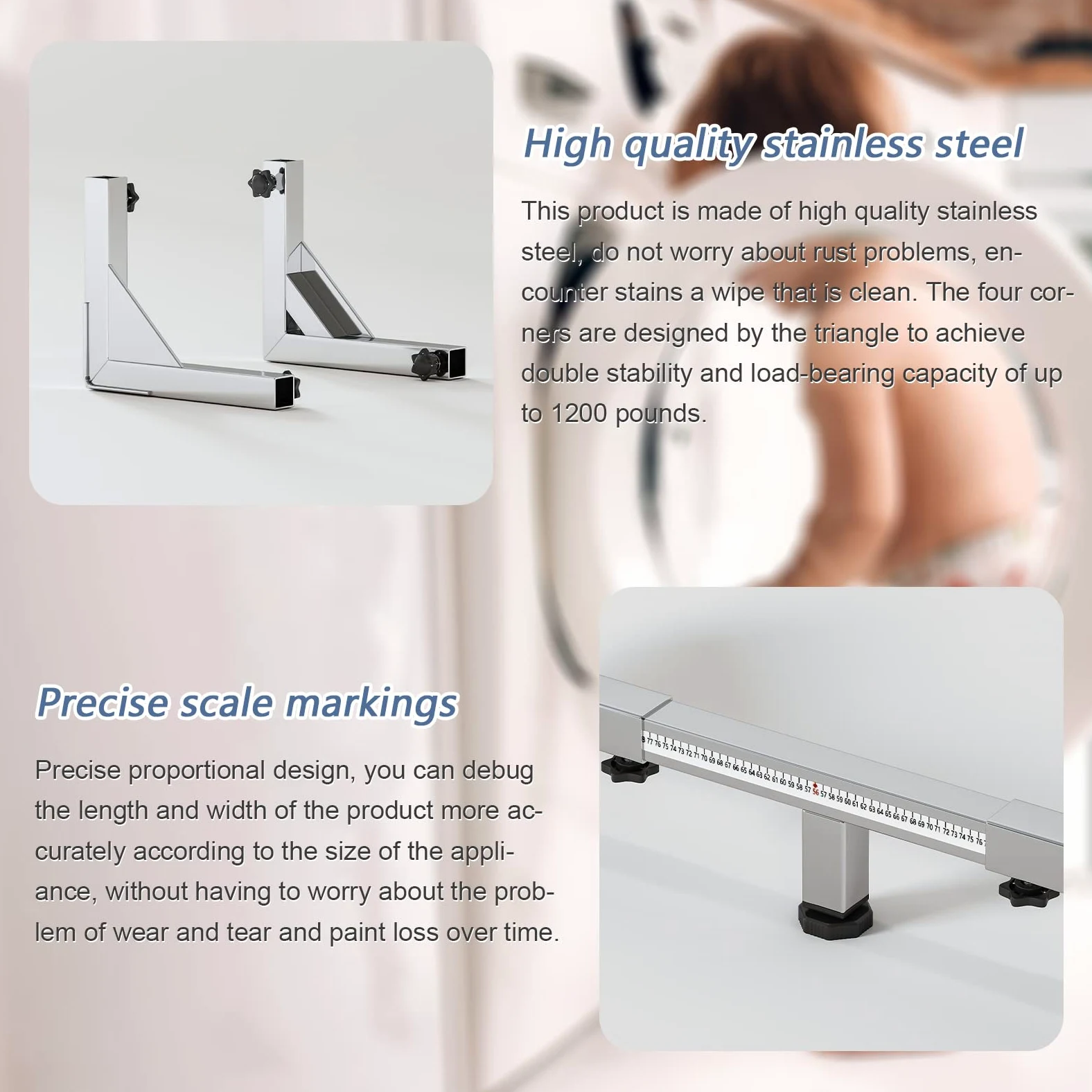 Chinchilla Base móvil de acero inoxidable resistente para nevera, soporte de lavadora con ruedas, plataforma ajustable para lavadora, nevera y secadora (grande