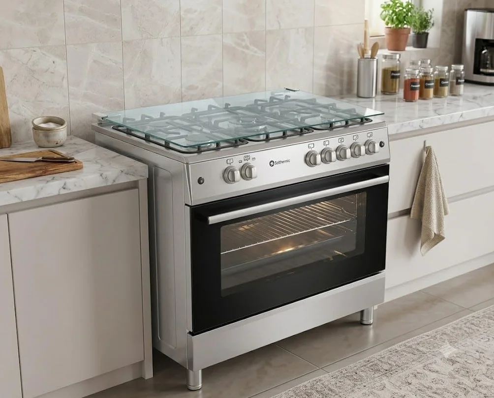 PACK 90 CM COCINA A GAS PANORAMICA SOLTHERMIC Y CAMPANA EXTRACTORA / 3 VELOCIDADES / 650 M/H CAPACIDAD DE EXTRACCIÓN/SILENCIOSO