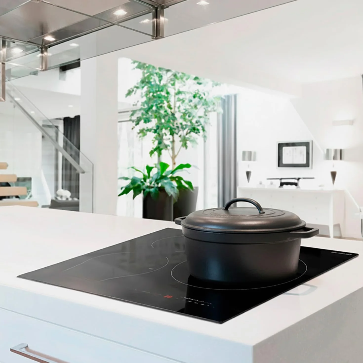 SIXHOME Placa de inducción 60 cm 7200 W 3 zonas Booster control táctil negro SXHPI60N1