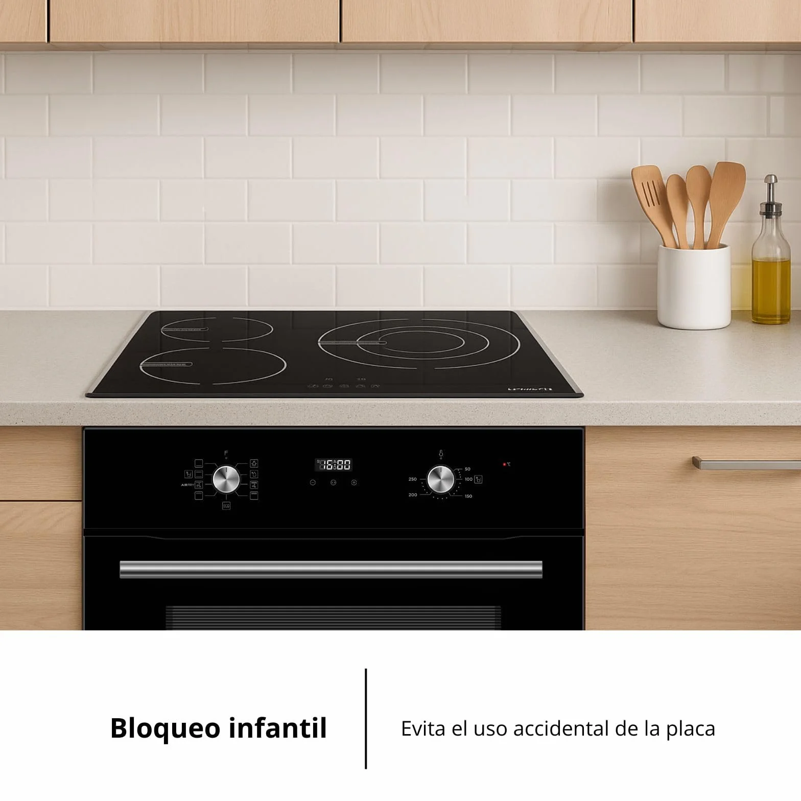 Corberó - Placa Vitrocerámica | CCVG3BL574 | 60 cm | 5700 W | 3 Zonas | Control Touch, Desconexión Automática, Bloqueo Infantil | Negro
