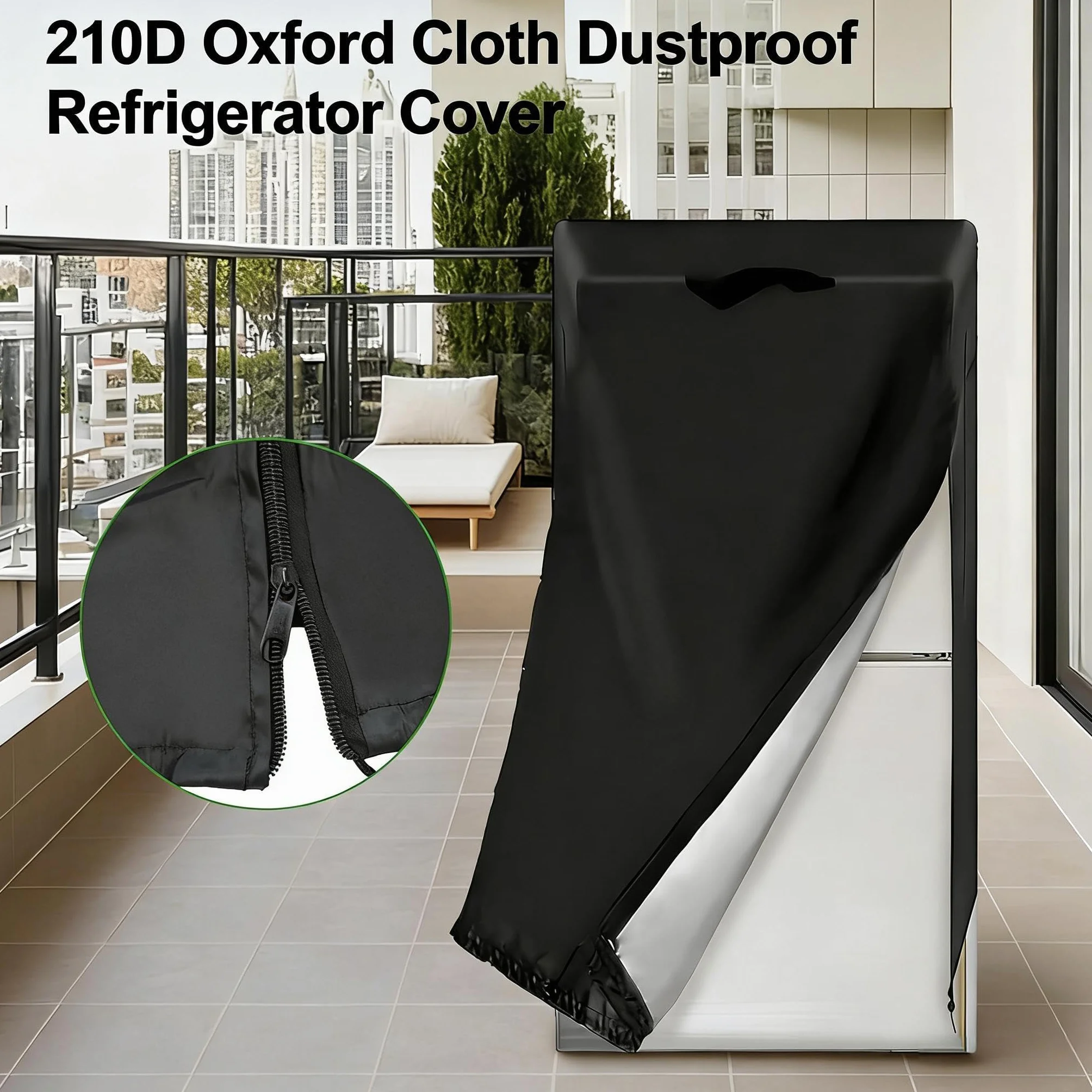 Cubiertas para refrigerador, impermeables, a prueba de polvo, cubierta vertical para refrigeradores, cubierta de tela 210D, protector de nevera vertical (61 x 61 x 190 cm)