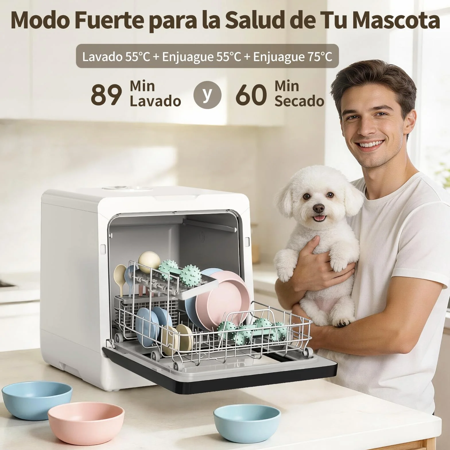 Lavavajillas de Encimera 7+3 Programas 5L Control Táctil Pantalla LED