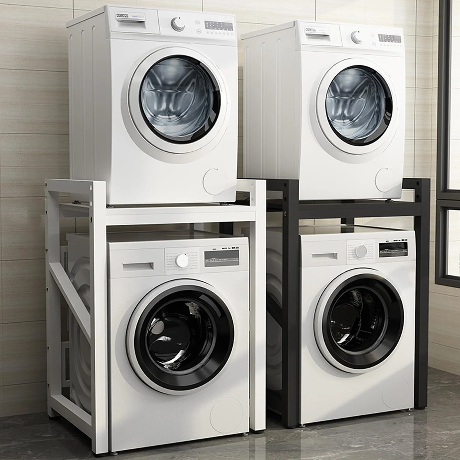 Armario para lavadora con 3 alturas ajustables, para secadora y lavadora, color blanco