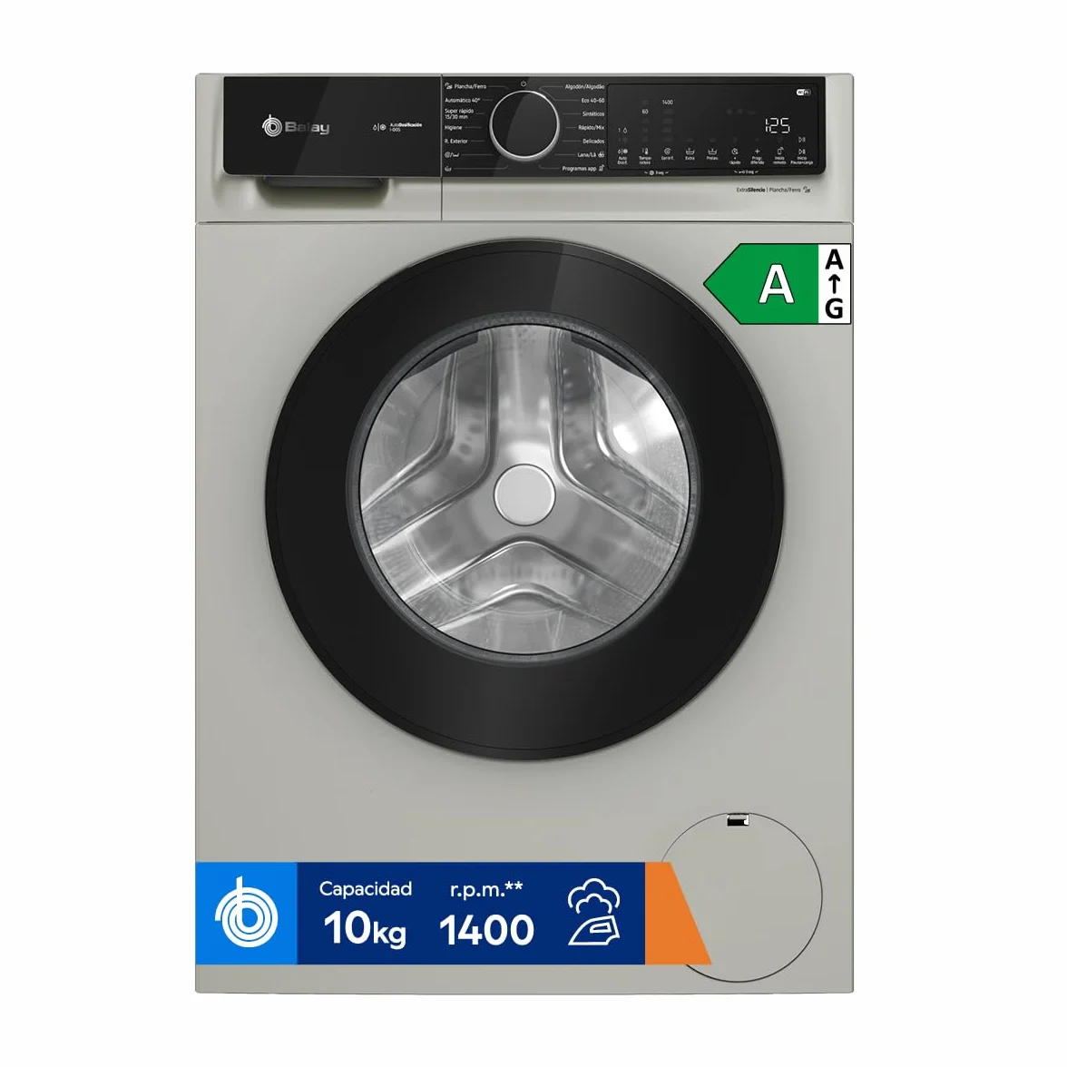 Balay - Lavadora, Libre Instalación, 10 kg, AutoDosificación, Programas Super Rápido y Rápido/mix, Programa plancha, Silenciosa, Home Connect, acero mate antihuellas, 3TS3104XH