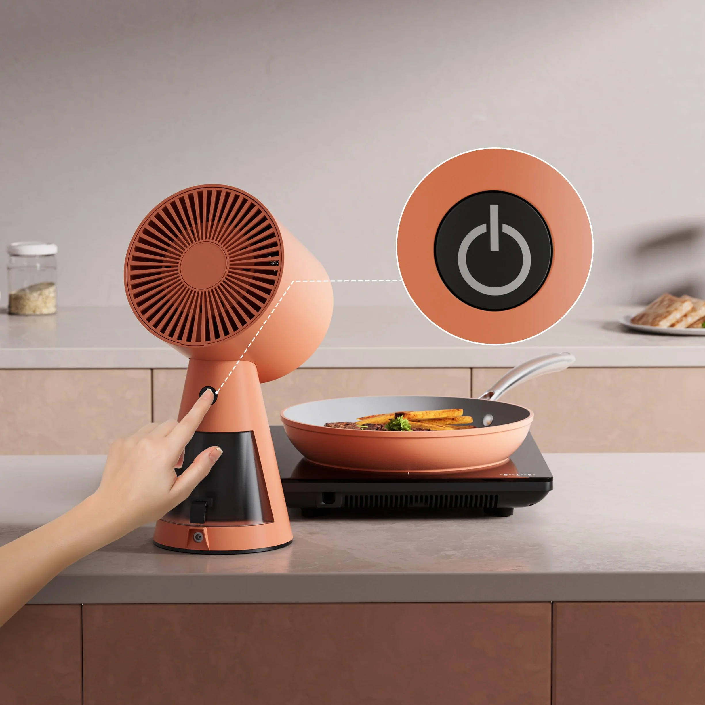 CIARRA CBPHO01 Campana Extractora de Escritorio 11.5kW/h 2 Velocidades, Mini Campana Sobremesa Portable, Extractor cocina mútiples filtración-Naranja