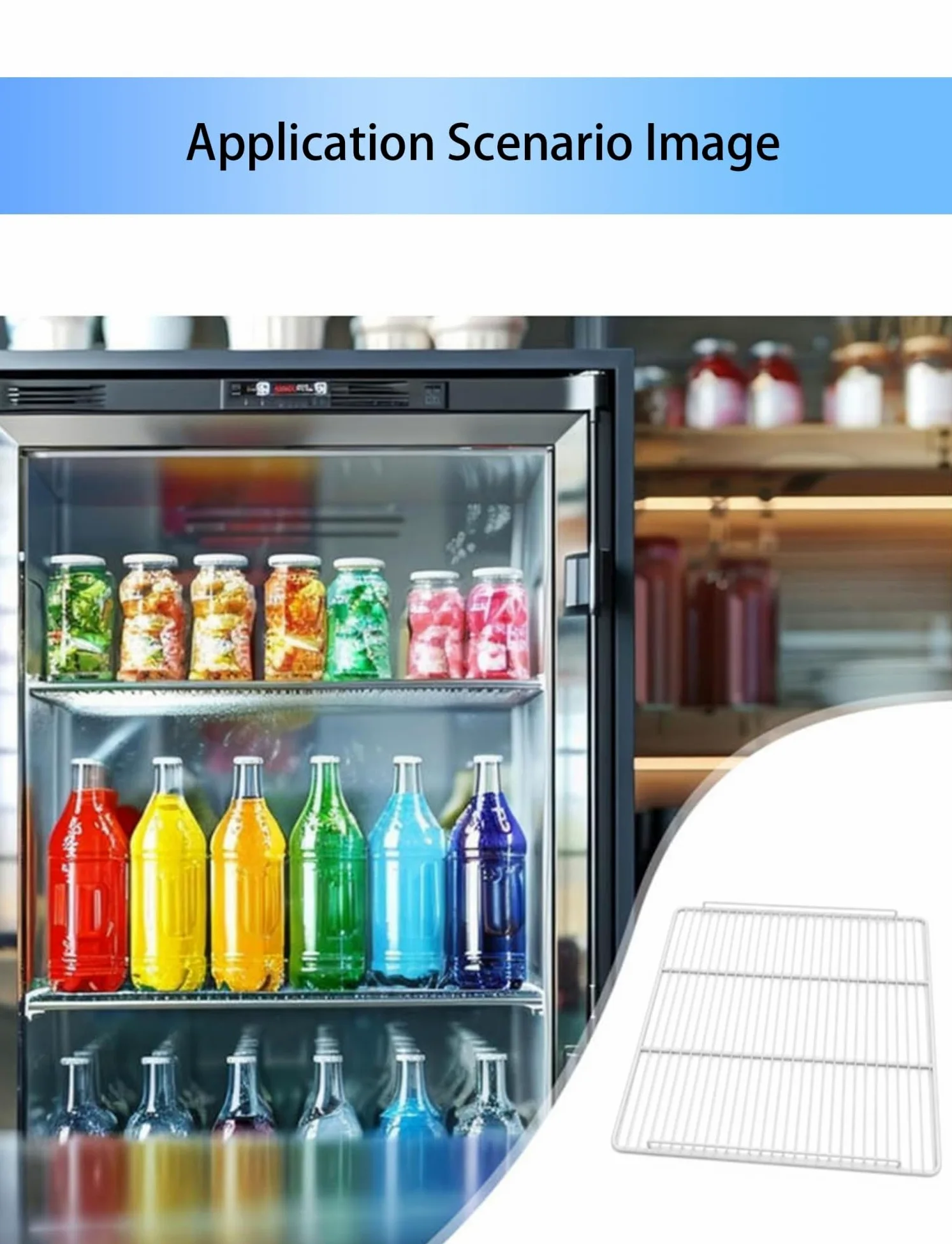 Estante para arcón congelador con barandilla, de acero al carbono | Estante abierto para botellas altas y alimentos voluminosos, para cocina, hogar y mercado(58x54cm)