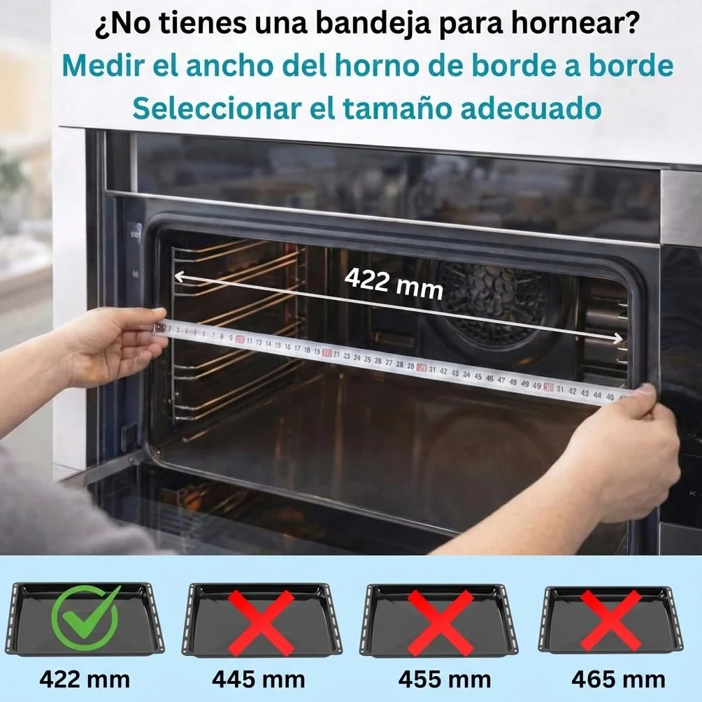ICQN Set de 2 Bandejas de Horno 42,2x37 cm, Profundidad 3 cm, Compatible con IKEA y Electrolux, Bandejas Esmaltadas para Horno