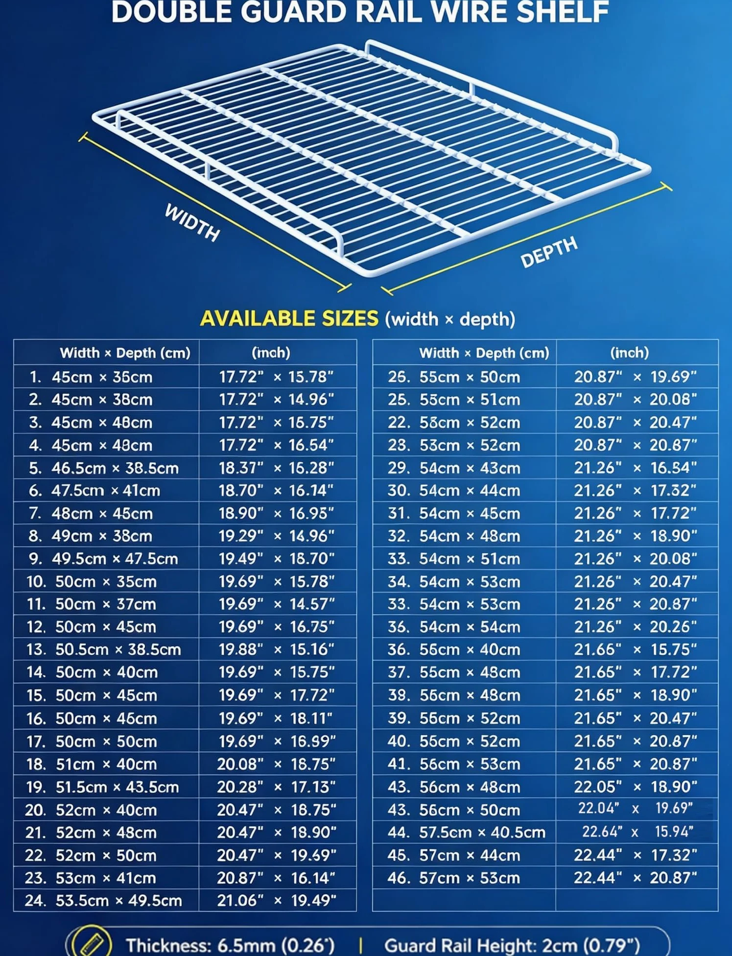 Estante de rejilla para congelador con barandillas dobles | Repuesto de estante para refrigerador y congelador con barandillas laterales(50x43cm/19.7x16.9in)