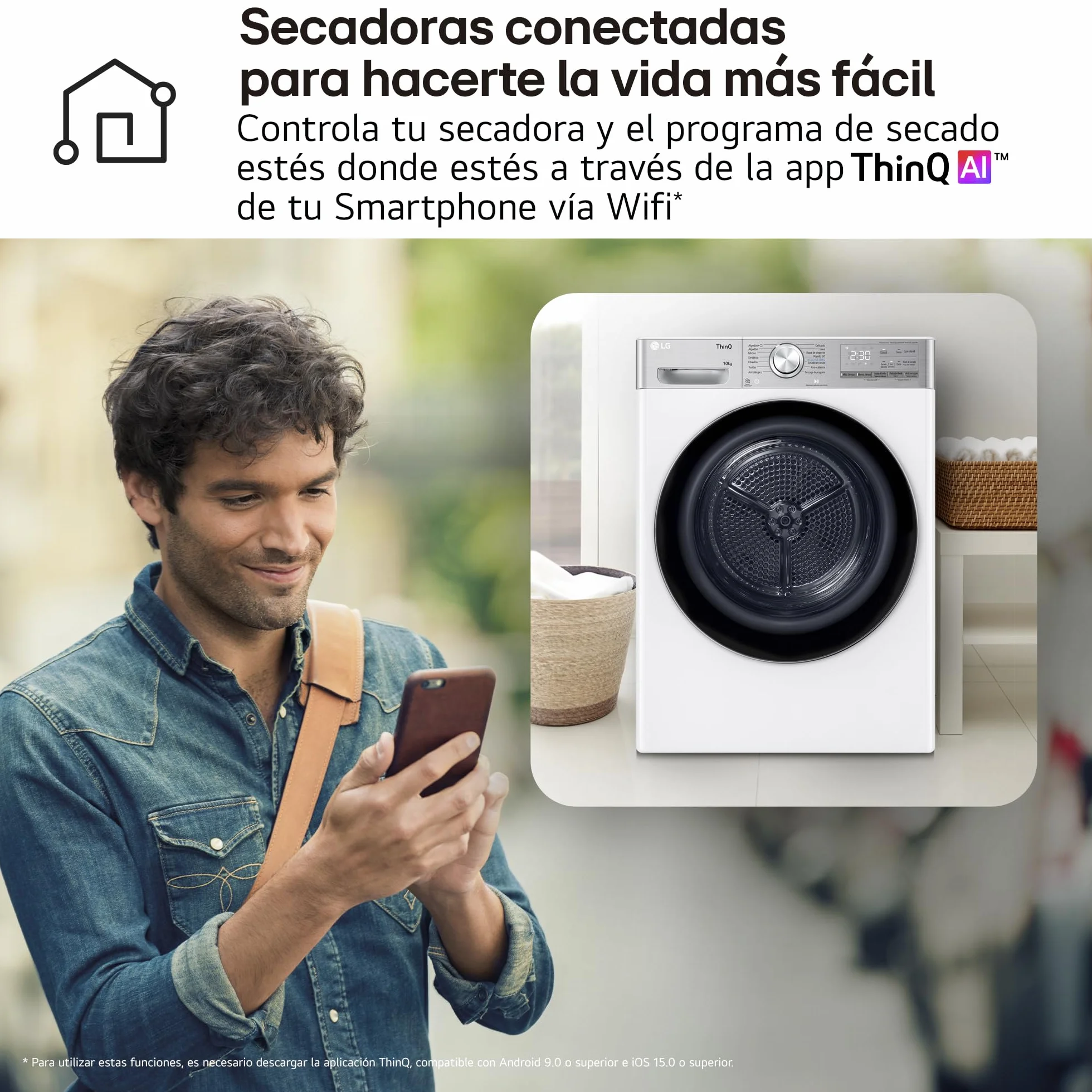 LG RH10V9AV2WR Secadora 10kg Bomba de Calor Dual Inverter Compressor Clase C Serie 900 Eco Hybrid Gran LED Acero Negro Mate