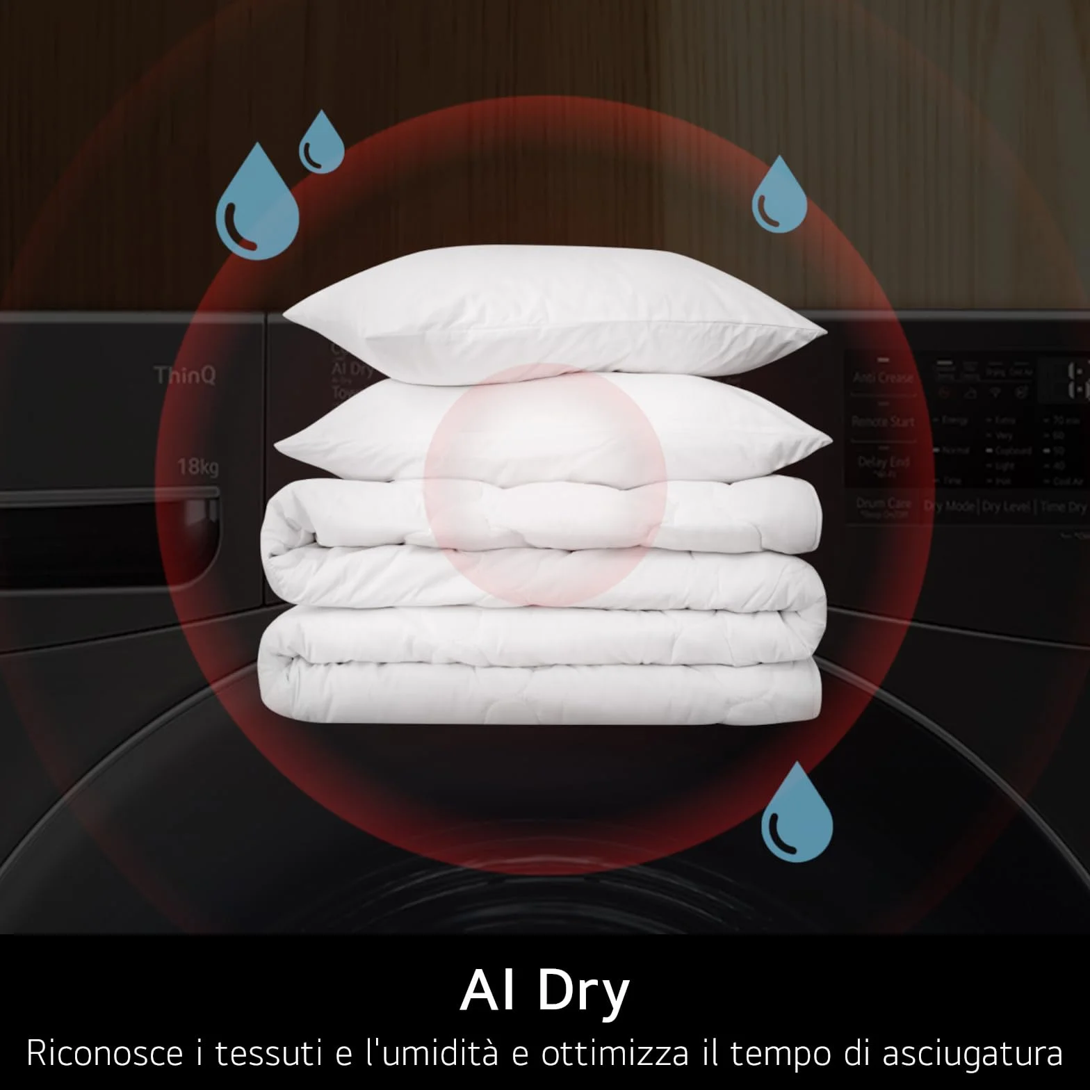 LG RH18U8AVCW - Secadora Smart de 18 kg, serie U8, clase A+++, bomba de calor Dual Inverter, motor Direct Drive, inteligencia artificial AI Dry, condensador autolimpiante, Wi-Fi, blanca