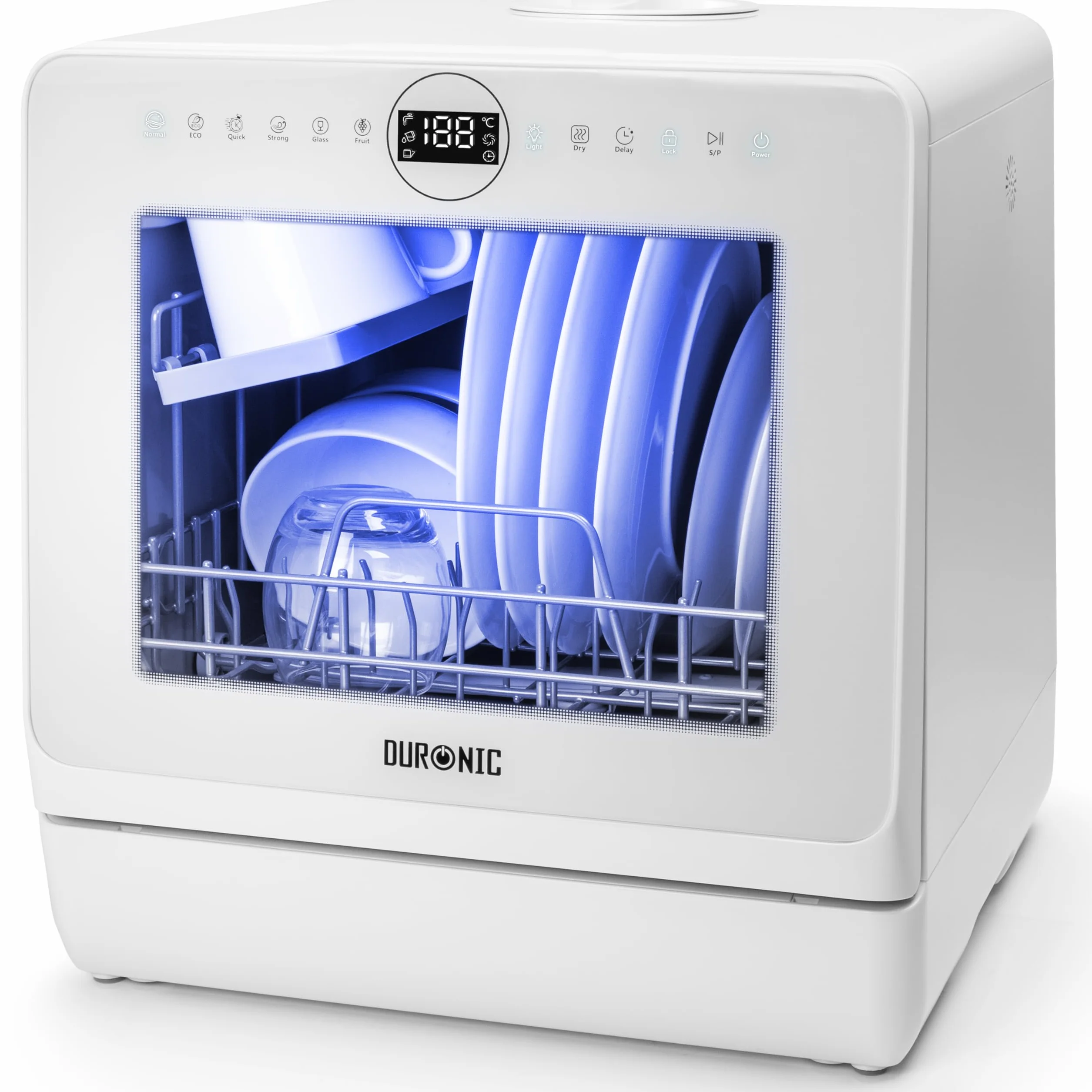 Duronic DW5 WE Lavavajillas pequeño - Lavavajillas Portatil sin Instalacion, Mini lavavajillas compacto, Máquina Lavar Loiça, Maquina de Lavar Loiça, 6 programas, 950W, Secado rápido, 52.3 dB