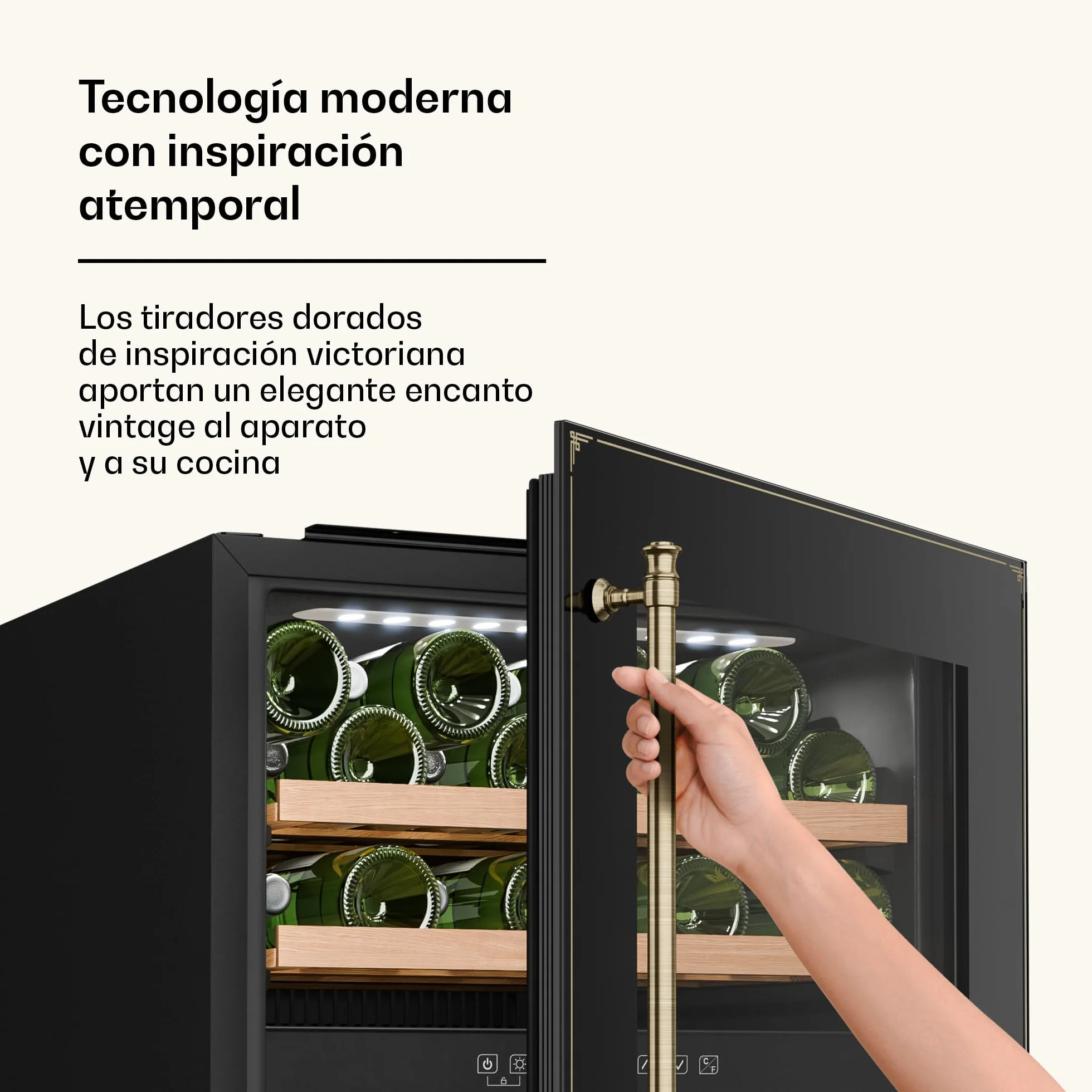 Klarstein Vinsider Victoria 36 Vinoteca - 36 Botellas, 2 Zonas, 5-22°C, Control Táctil, Iluminación LED, Protección UV, Integrado, Negro