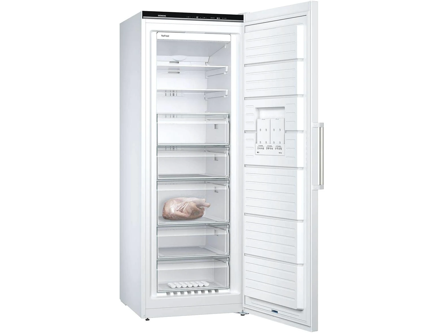 Siemens GS58NDWDP, iQ500 Congelador Independiente, 191 x 70 cm, 366 L, NoFrost, bigBox, iluminación interior LED, superFreezing, VarioZone para congelador adaptable, FreshSense