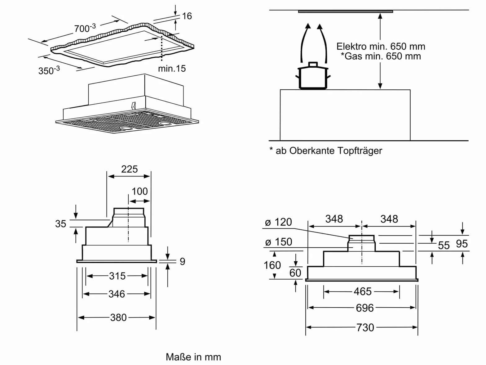 Bosch Serie 4 DHL755BL - Campana (610 m³/h, Canalizado/Recirculación, D, A, C, 38 dB)