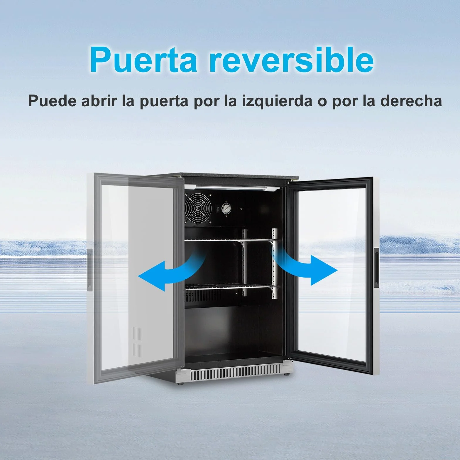 Weili 90L Frigoríficos para Bebidas, Refrigerador con Puerta de Vidrio con Iluminación LED Azul, Nevera Portatil Electrica Rango de Temperatura 3-10°C, Refrigeradores de Vino para Cerveza/Jugo