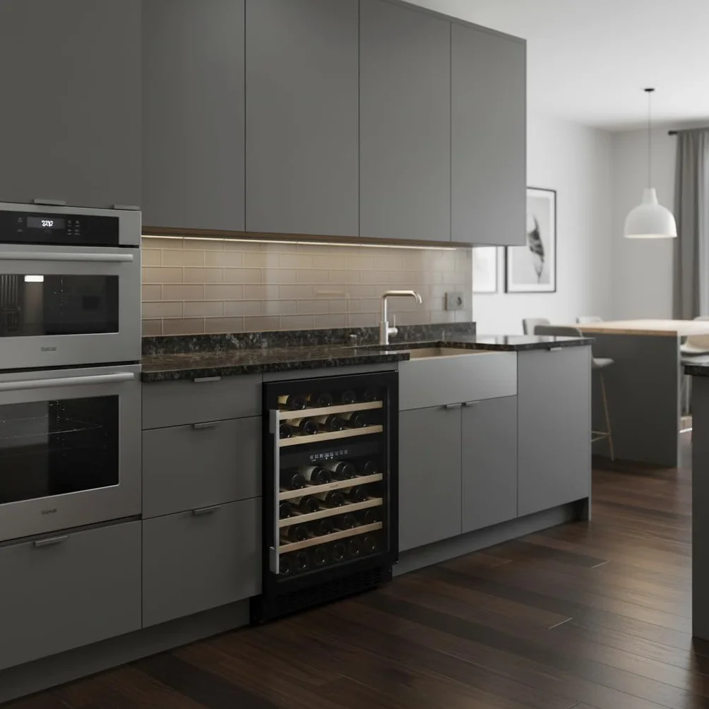 Cata Vinoteca VI 59082 BK No Frost Capacidad 46 Botellas Control Electrónico de Temperatura Panel Touch Control Digital Luz Interior LED Puerta Reversible Ventilación Interna Ancho 59,5 cm Color Negro