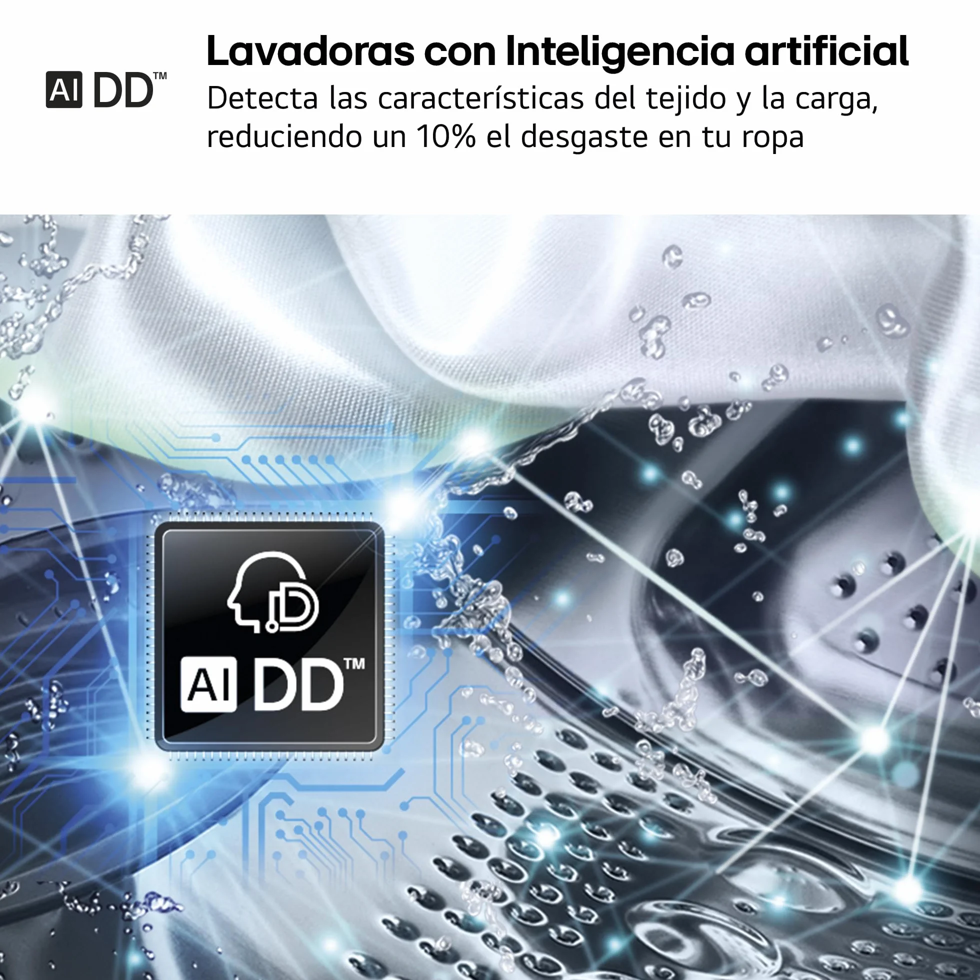 LG F4WR5010A6W - Lavadora Inteligente, 10kg, AI Direct Drive, 1400rpm, Vapor Steam, Clasificación A, Serie 500, Color Blanco