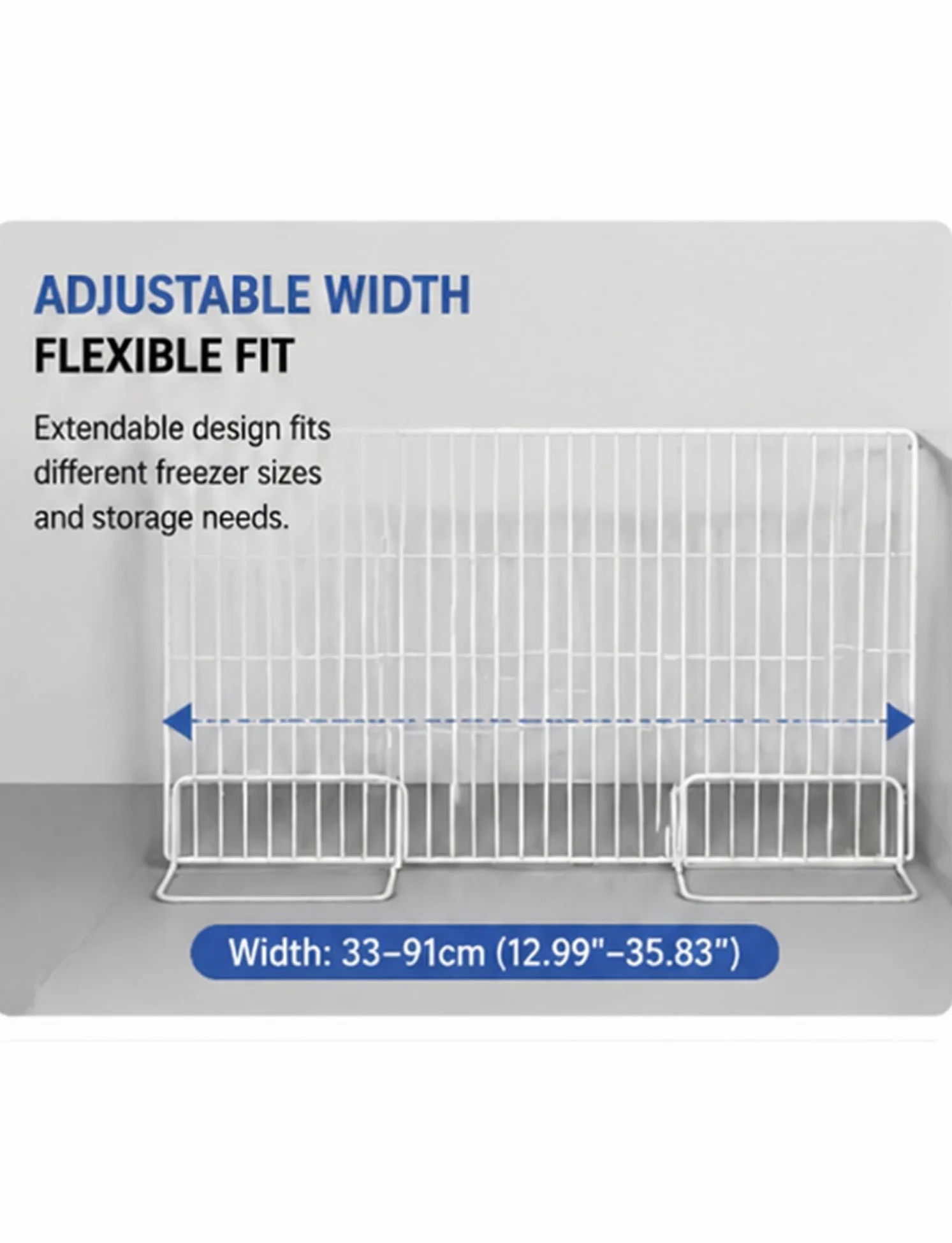 Separador de estante para congelador, rejilla universal frigorífico | Rejilla organizadora ajustable for congelador, estante metálico de acero resistente(65cm,61-91cm)
