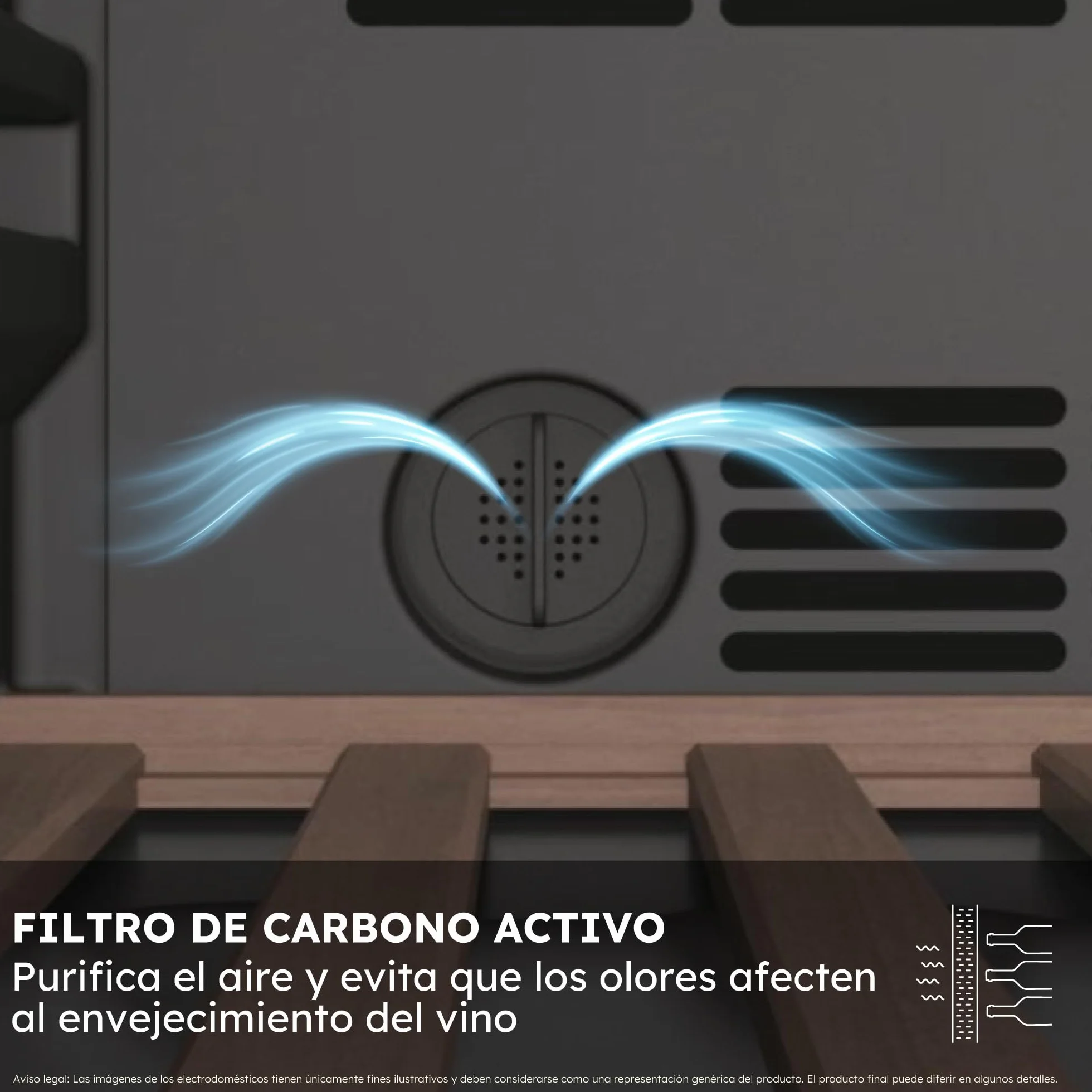 Haier Wine Bank 50 Series 7 HWS77GDAU1 Vinoteca de 77 botellas, WIFI, 2 Zonas, Estantes de madera, Filtro Anti-UV, Filtro de carbón, Refrigeración por Compresor, Display Digital, LED, 37 dbA, Negra