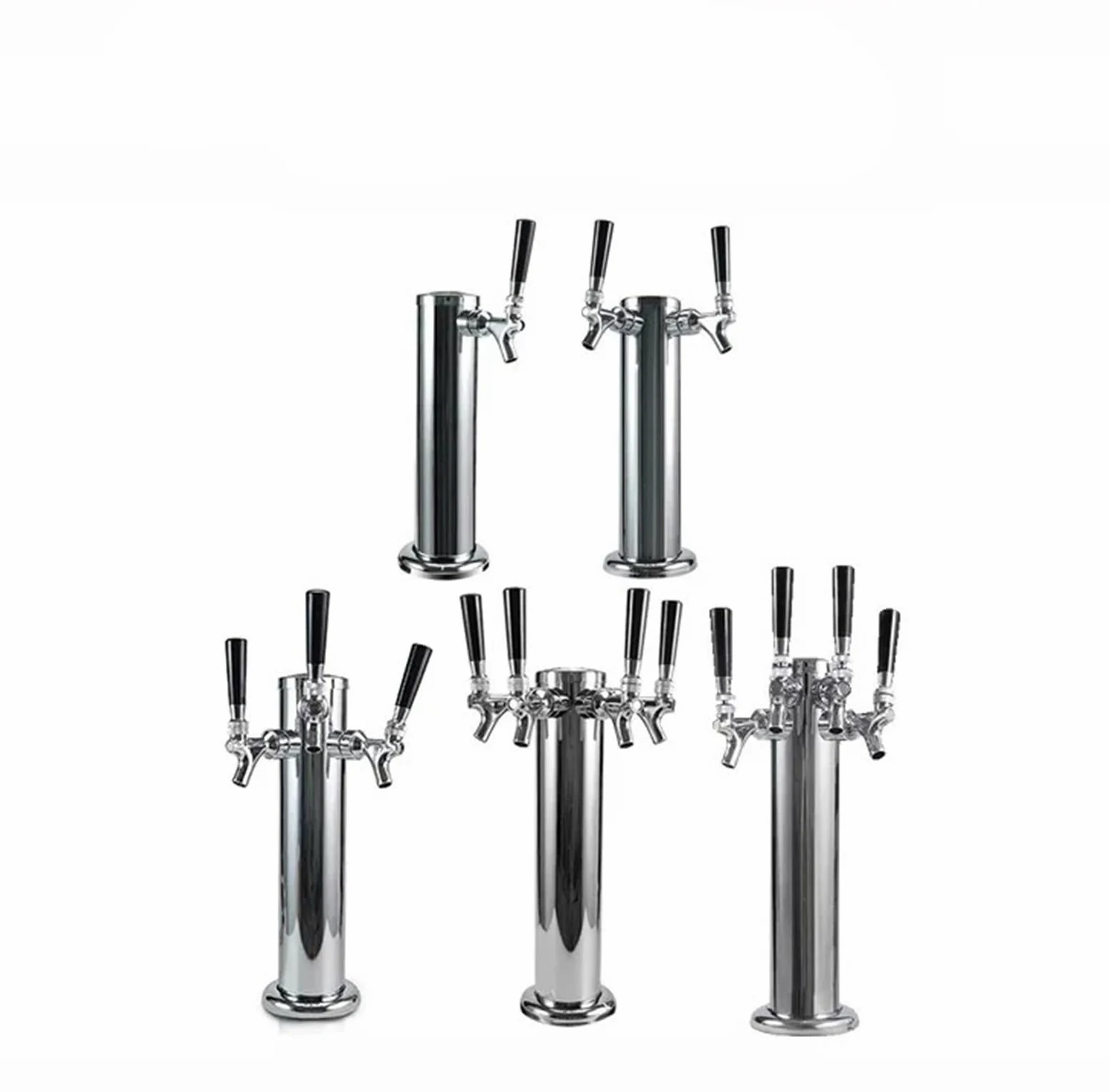 Tirador De Cerveza para Casa Columna de Cerveza de Metal de Acero Inoxidable de un Solo Cabezal, Doble Cabezal y Tres Cabezales con Grifo de Cerveza en la Torre(Double Head)