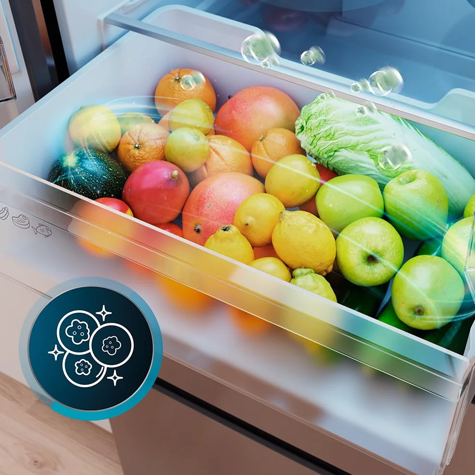 Cecotec Frigorífico Puerta Francesa Total No Frost Bolero CoolMarket F2D 403 Inox E, Extra Capacidad Max 403 L, Alto 176 cm y 70 cm Ancho, Cajón FreshNessFlexHub, Compresor Inverter, ATT Antibacterias