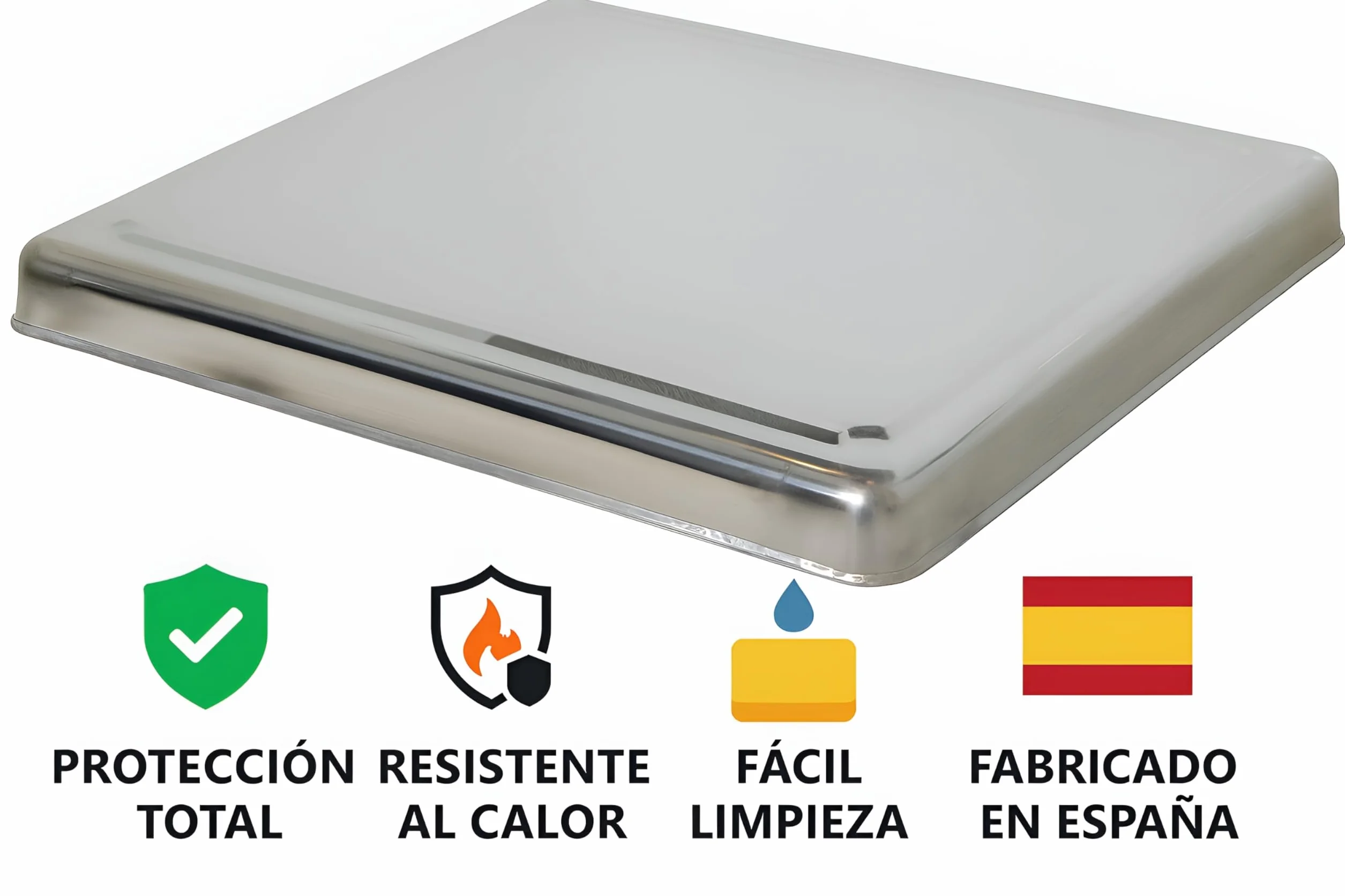 Tapa encimera gas vitrocerámica acero inoxidable 58 cm cubre fuegos blanco negro