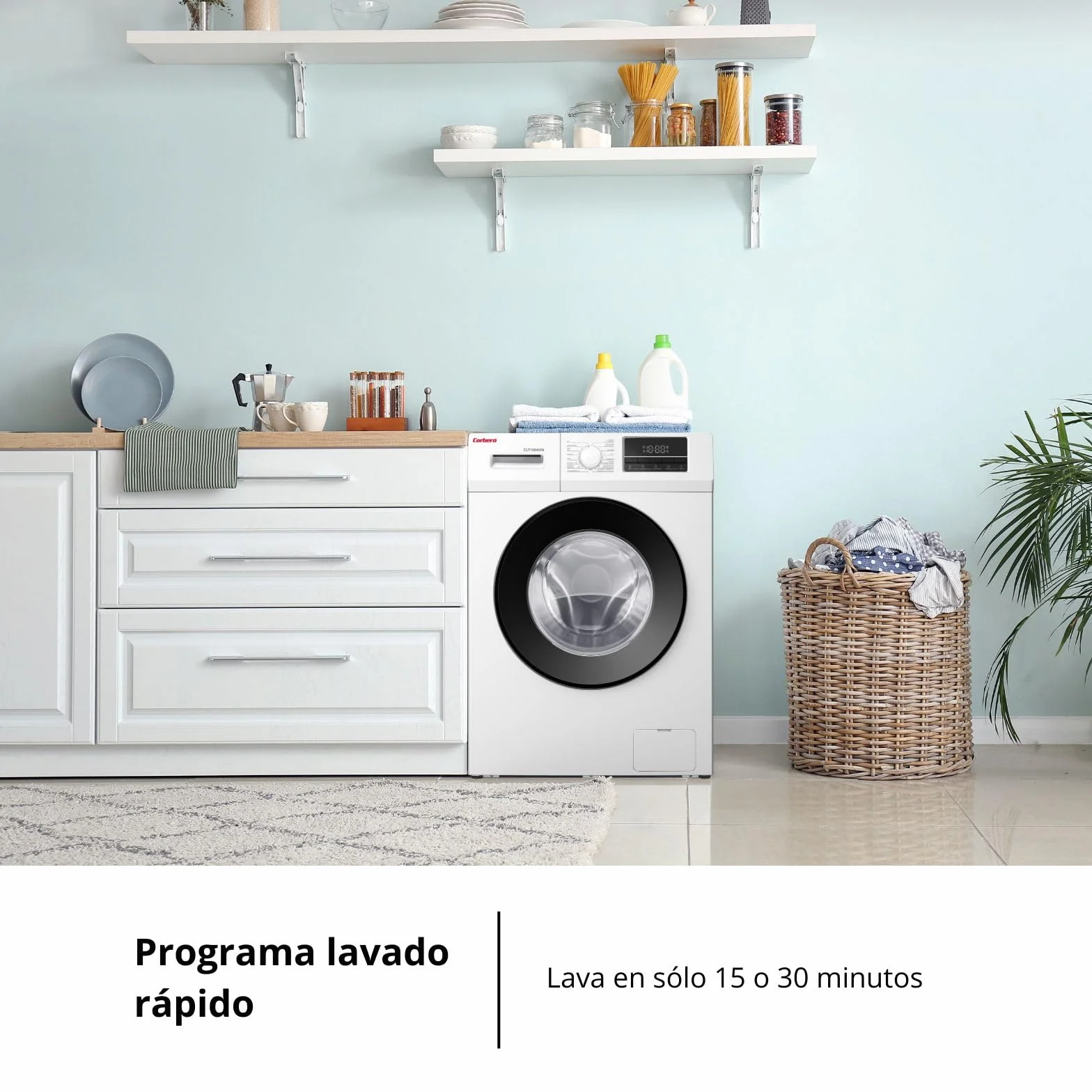 Corbero - Lavadora Carga Frontal Premium10 Kg | CLT1004VIN |1400 Rpm Motor Inverter | 16 Programas con Vapor | Inicio diferido 3-24 Horas | Lavado Rápido | Puerta XXL | E.Energética A | Blanco