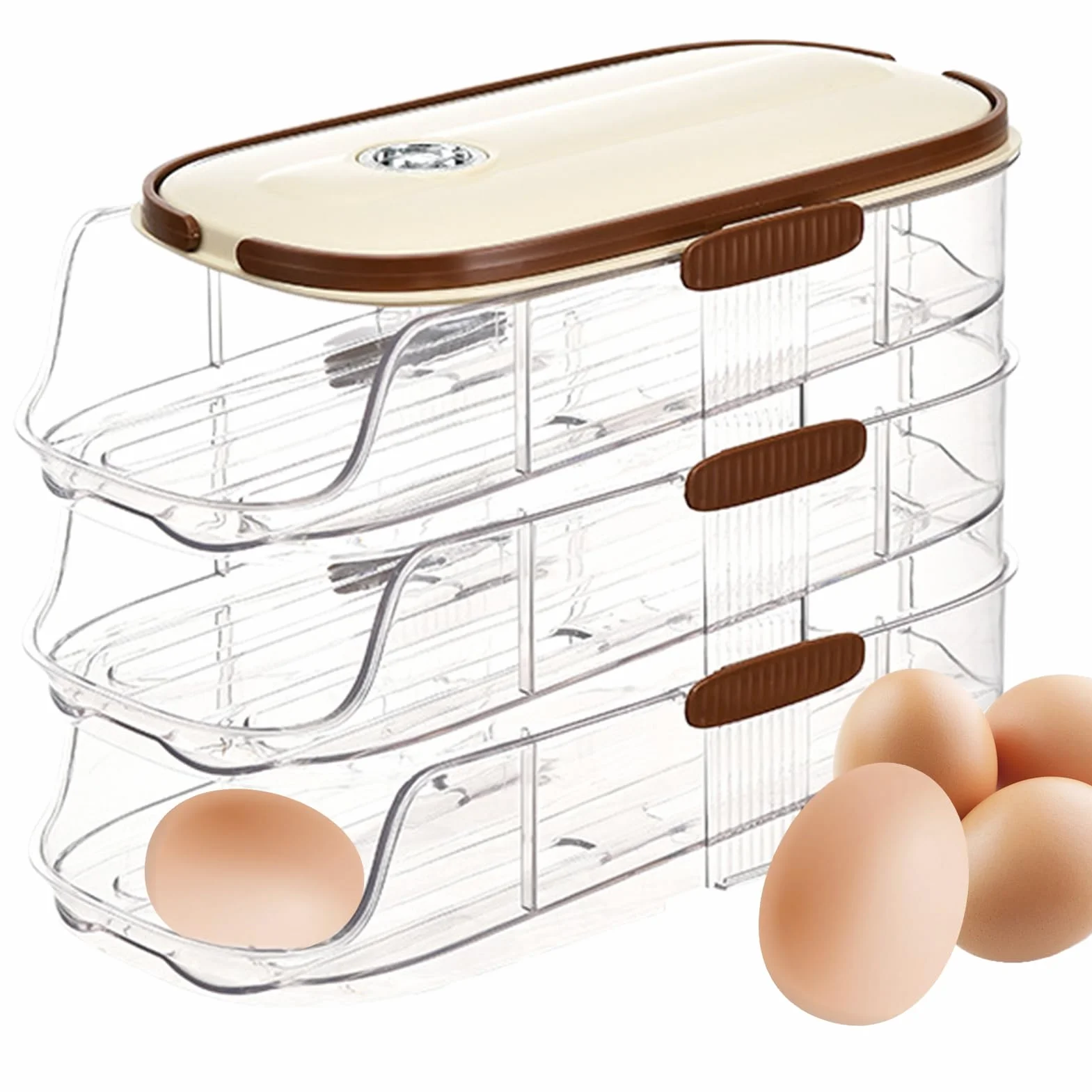 Rejilla para huevos, soporte para huevos con ruedas | Almacenamiento de huevos apilable para frigorífico,Organizador estable de huevos para nevera, dispensador de huevos que ahorra espacio para almace