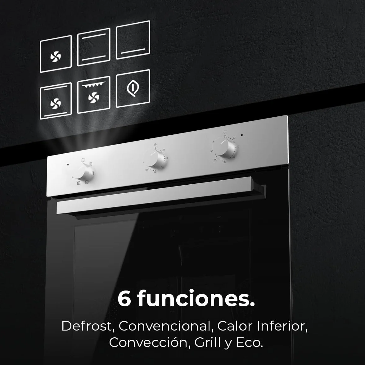 Cecotec Horno Integrable Multifunción 70L Bolero Hexa M236000 Inox Time. 2800W, 6 Funciones, Temporizador, Steam Base XXL, Steam Assist, Steam EasyClean, Cooling Fan, Modo Defrost, Eco, Convección