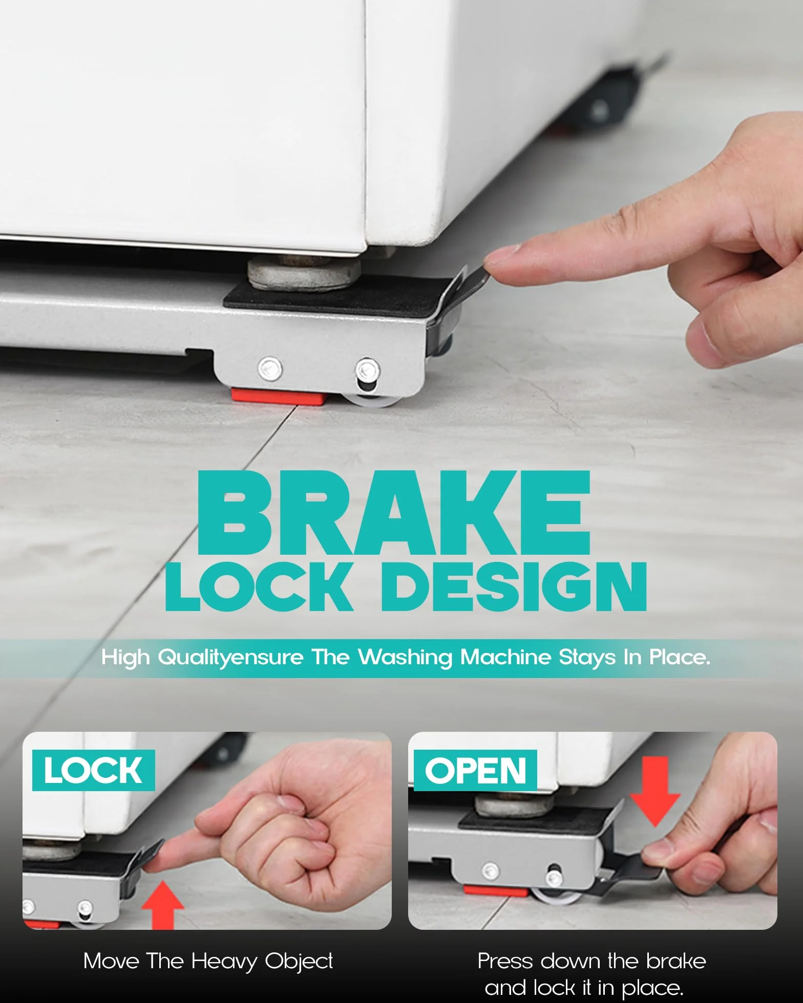 Rodillos para Electrodomésticos - Carro Móvil para Lavadora y Muebles de Acero Ajustable y Extensible - Transportador Pesado para Lavadoras, Secadoras, Refrigeradores y Muebles