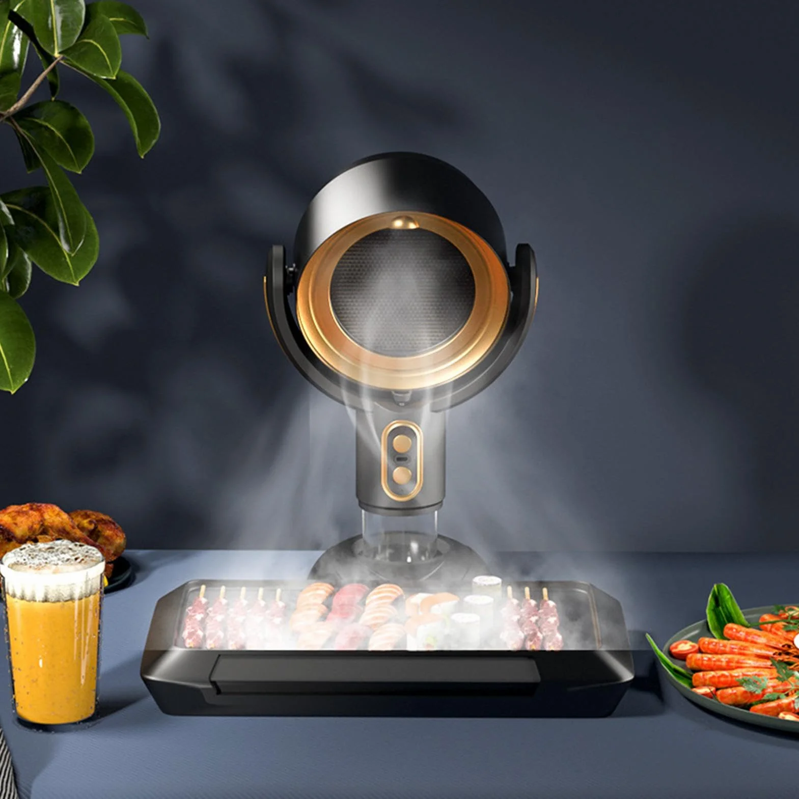 Campana Extractora Portátil para Cocina - Ventilación Recargable 3000 mAh, Campanas de Cocina con Rotación de 360 Grados, Extractor de Aire Portátil para Cocinar y Uso en Escritorio