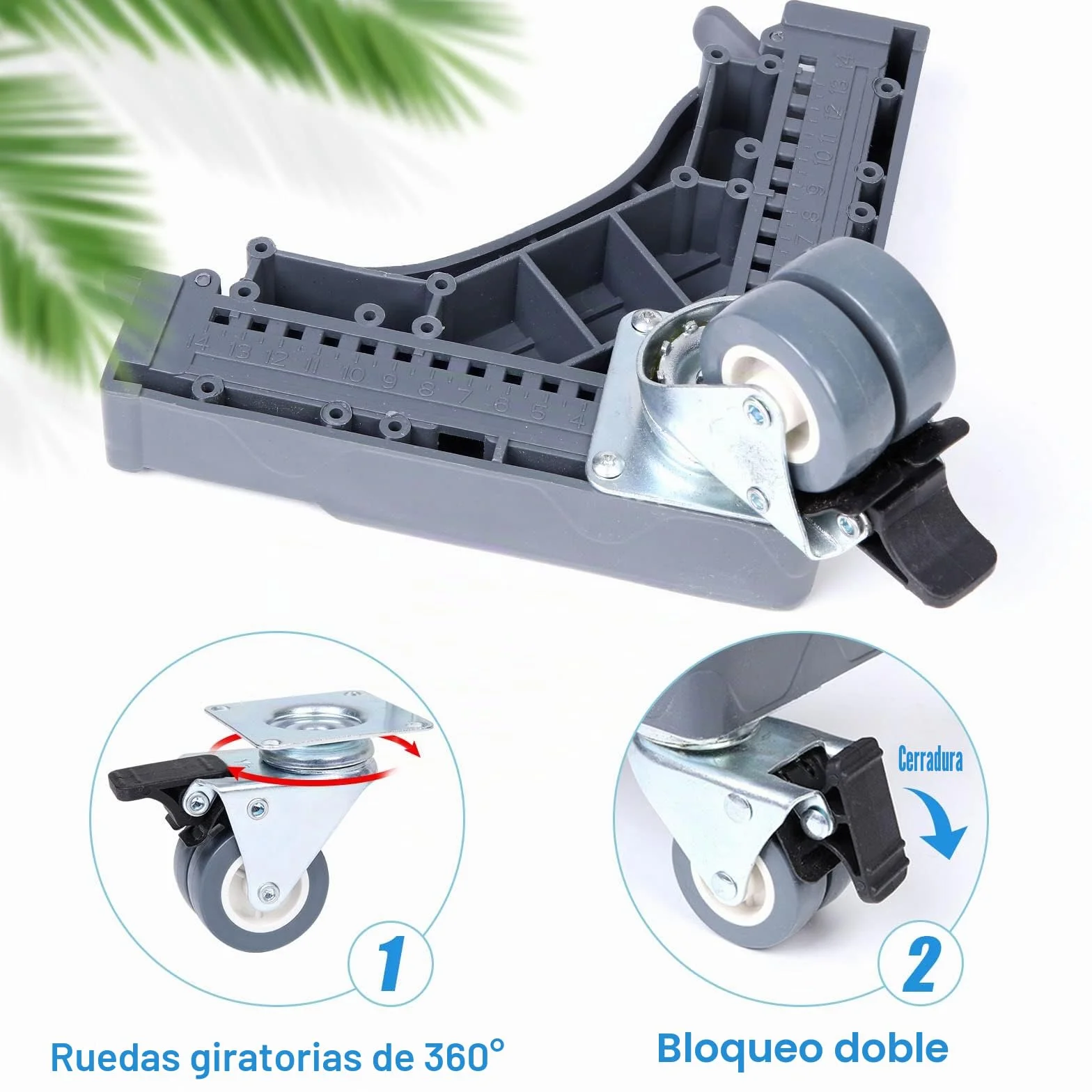 WEIBIDA Base con 4 Ruedas con Bloqueo Ancho Ajustable 40-62cm, Carga 200KG Soporte Lavadora, Plataforma con Ruedas