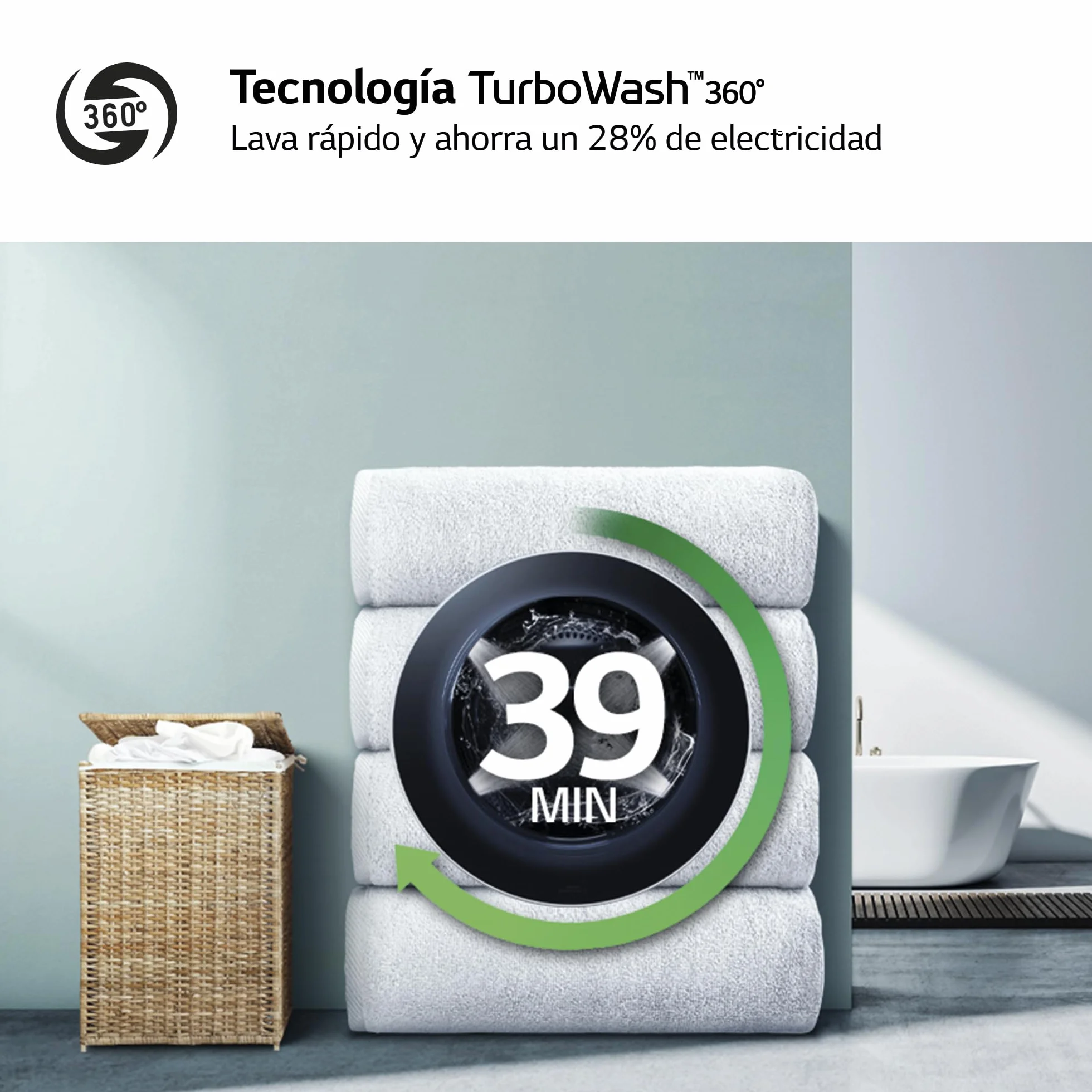 LG F4WR6013A0W - Lavadora Inteligente, 13kg, AI Direct Drive, 1400rpm, Carga Frontal, Clasificación A, TurboWash 360º, Vapor Steam, Serie 600, Blanco