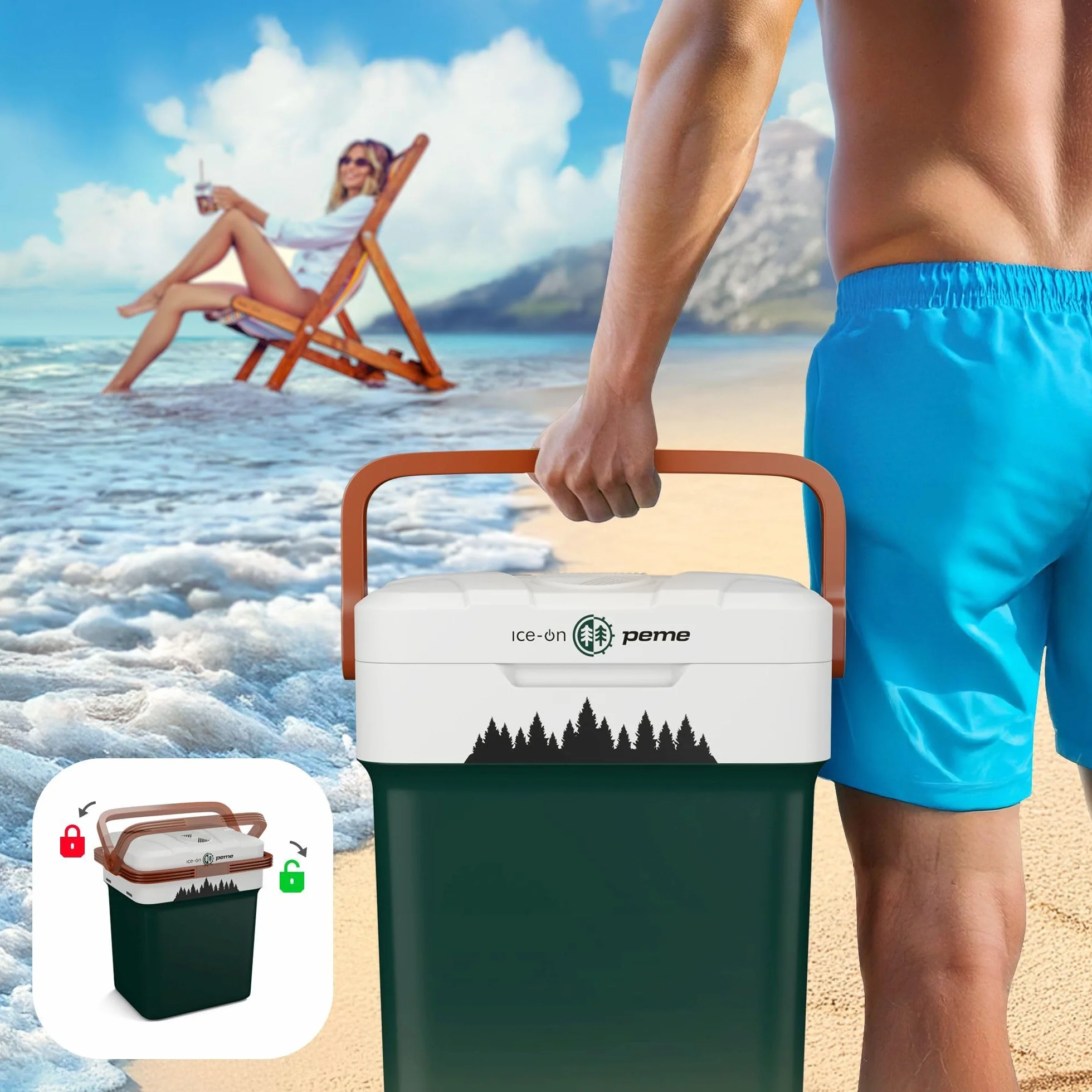 peme Nevera Portátil Eléctrica para Coche Camping Frigorífico Viaje Auto 12V Termoeléctrica con Enchufe Silenciosa Portatil Congelador Frigorifico Fridge Camper Frigoba 220 240 V 25,7L – Essential
