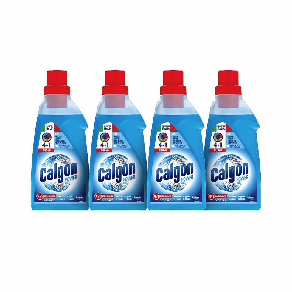 Calgon Power Gel 4 en 1, 8 paquetes de 750 ml de antical para lavadoras, aditivo para protección contra la cal, la corrosión, la suciedad y los malos olores. Total de 6 litros