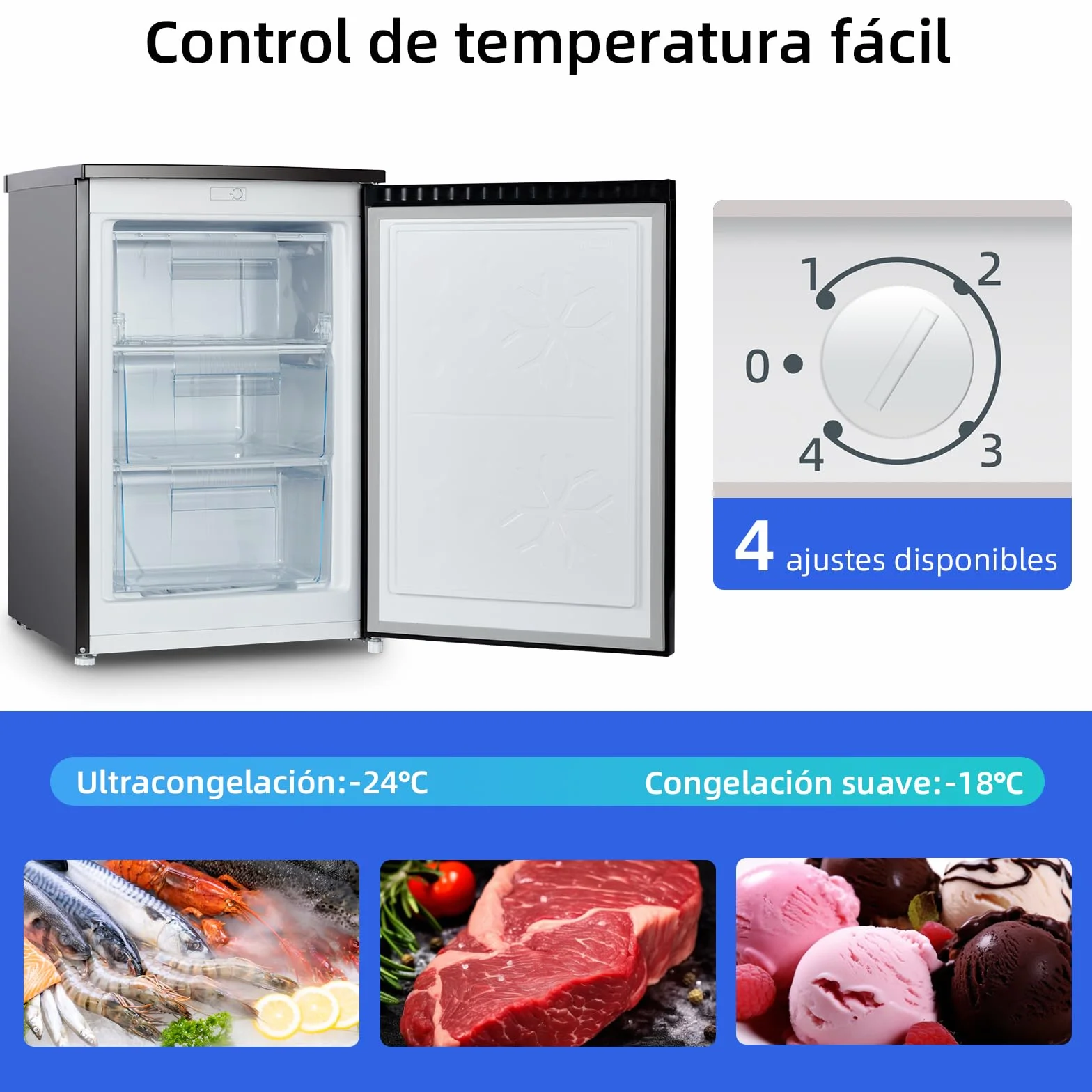 CHiQ CSD90D4D Congelador vertical 85L Clase D Eficiencia energética 39 dB Puerta reversible