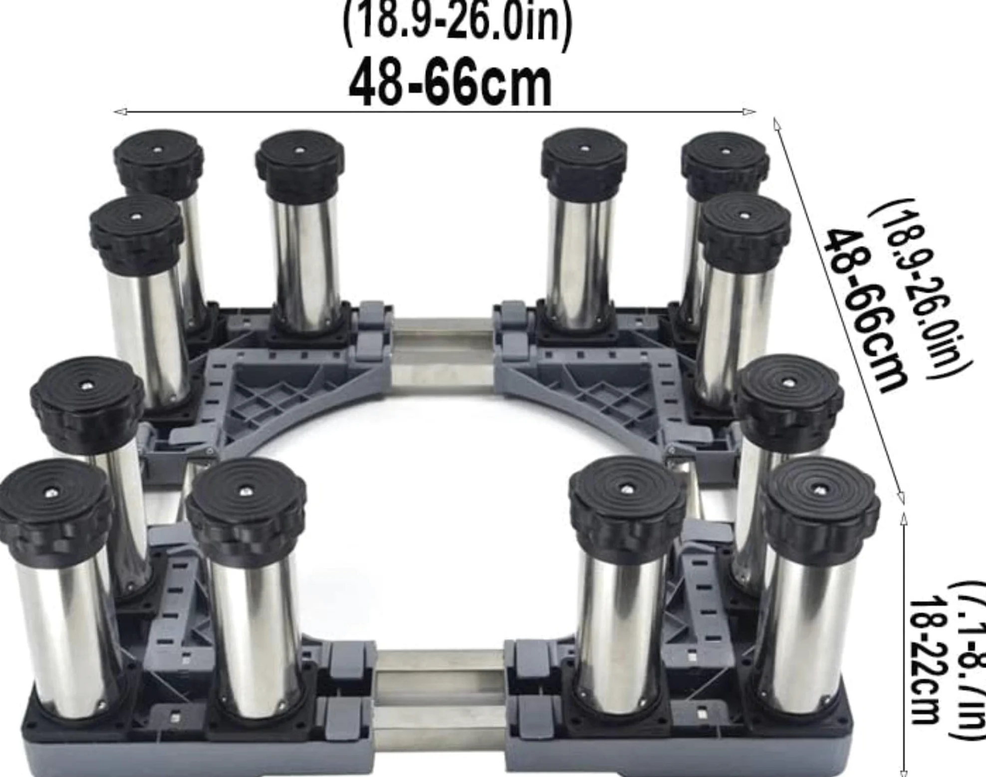Base LavadoraBase de Soporte para Lavadora Base antivibración silenciosa Base para Secadora Reforzada Frigorífico Congelador Altura Universal de Rejilla Alta 18-22 cm Soporte para cocinas PE