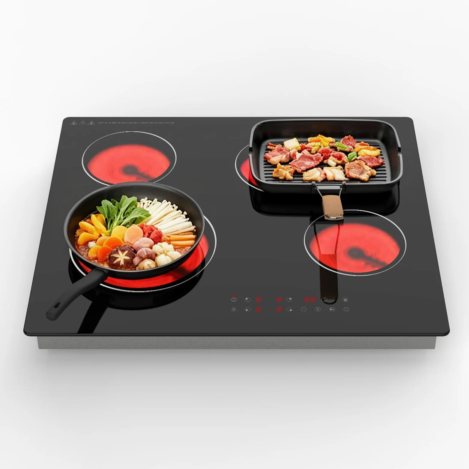 Placa Vitrocerámica 60cm Empotrable 4 Zonas 6700W Dual Ring