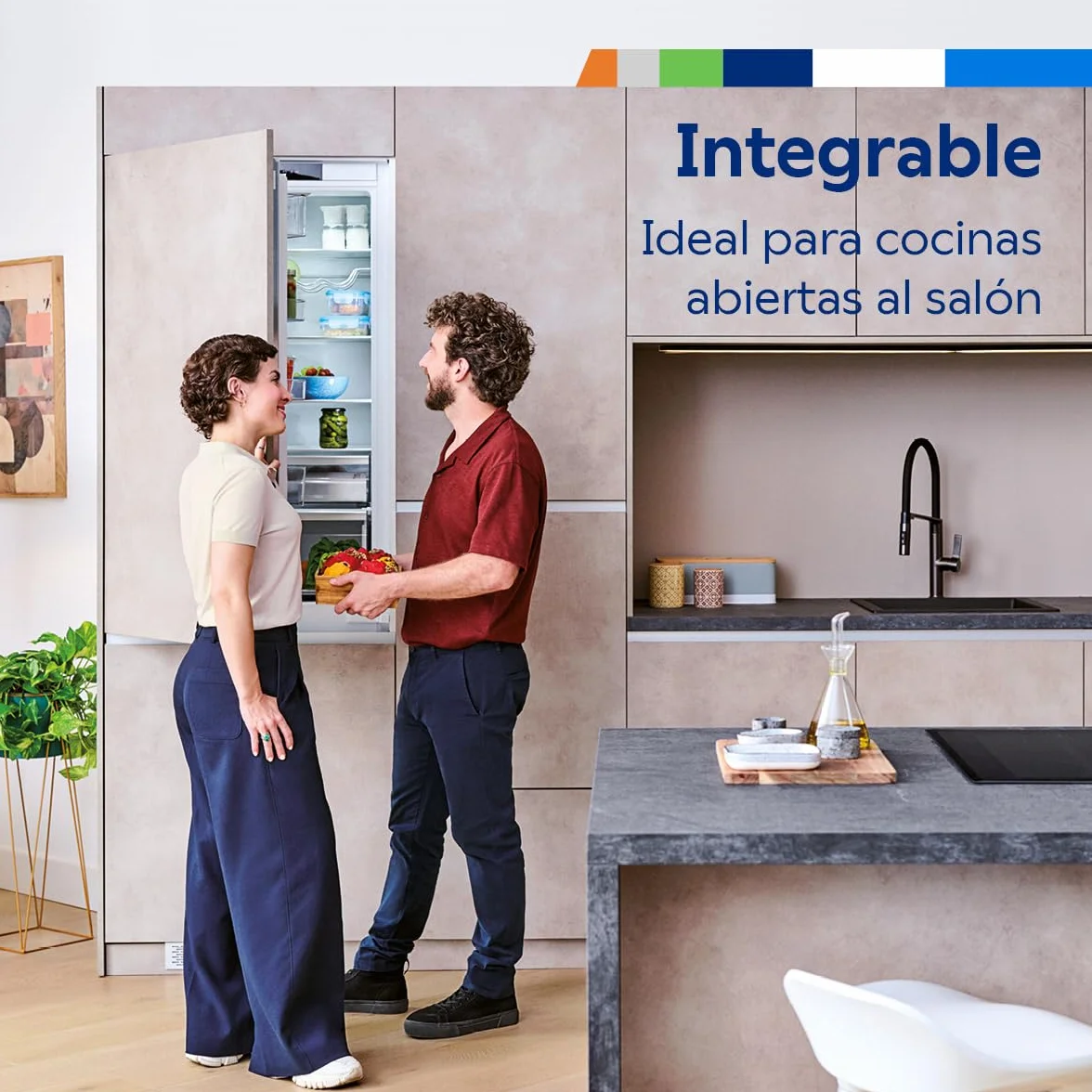 Balay - Frigorífico Combi Integrable, Puerta Deslizante, NoFrost, Cajón Fresh, 260 litros, 3KIE712F