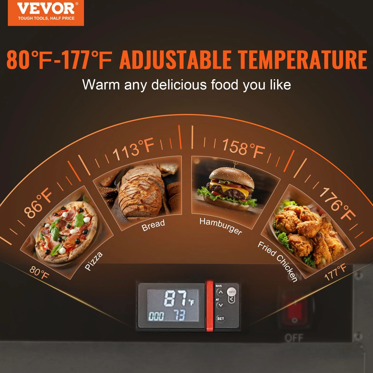VEVOR Calentador de Alimentos Tipo Caja Caliente, 4 Niveles con Bandeja de Agua, 4 Bandejas, Puerta Doble y Estantes Ajustables, Acero Inoxidable, Ideal para Almacenar Pizza, Pollo, Restaurante, 850 W