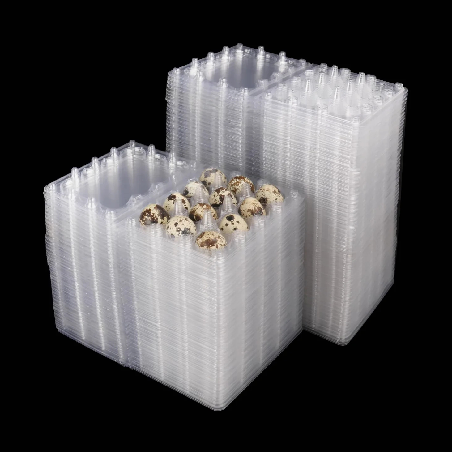 Paquete de 200 cajas de huevos de codorniz, bandejas de plástico transparente para huevos de codorniz, con capacidad para hasta 12 huevos de codorniz de forma segura, tus mejores soportes