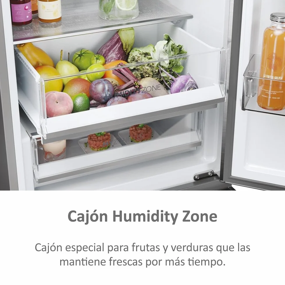 Haier 3D 60 Series 5 HTW5620CNMP - Frigorífico Combi, Cajones Direct Access, WIFI, Botellero, Motor Inverter, My Zone Pro, Humidity Zone, Total No Frost, AnxAl 59,5x205cm, 414L, Luz LED, Inox oscuro