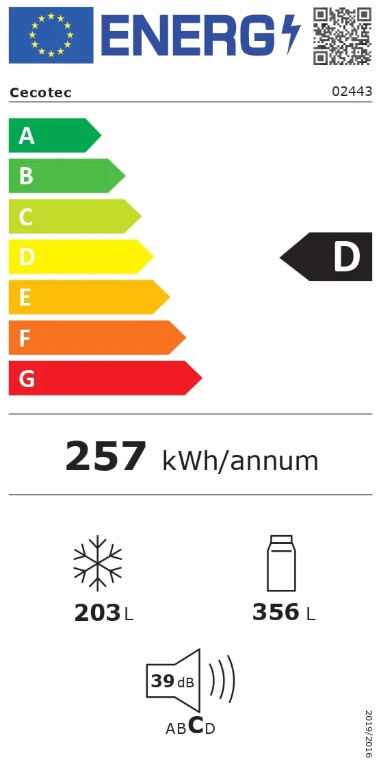 Cecotec Frigorífico Americano de 559 Litros Bolero CoolMarket SBS 562 Dark D. 177 cm de Alto y 90 cm Ancho, Clase D, Sistema Multi Air Flow, Total No frost, Motor Inverter Plus
