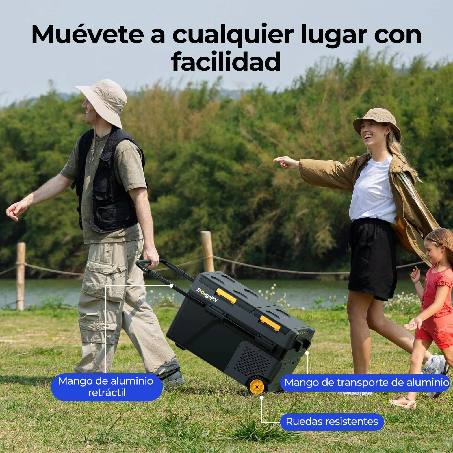 BougeRV CRD2 V2.0 49L Nevera Coche Freezer Doble Puerta Doble Zona Compresor Ruedas Asa 12V 24V 230V Frigorífico Camping Eléctrico App IPX4, -20℃~20℃ (Novedad 2026)
